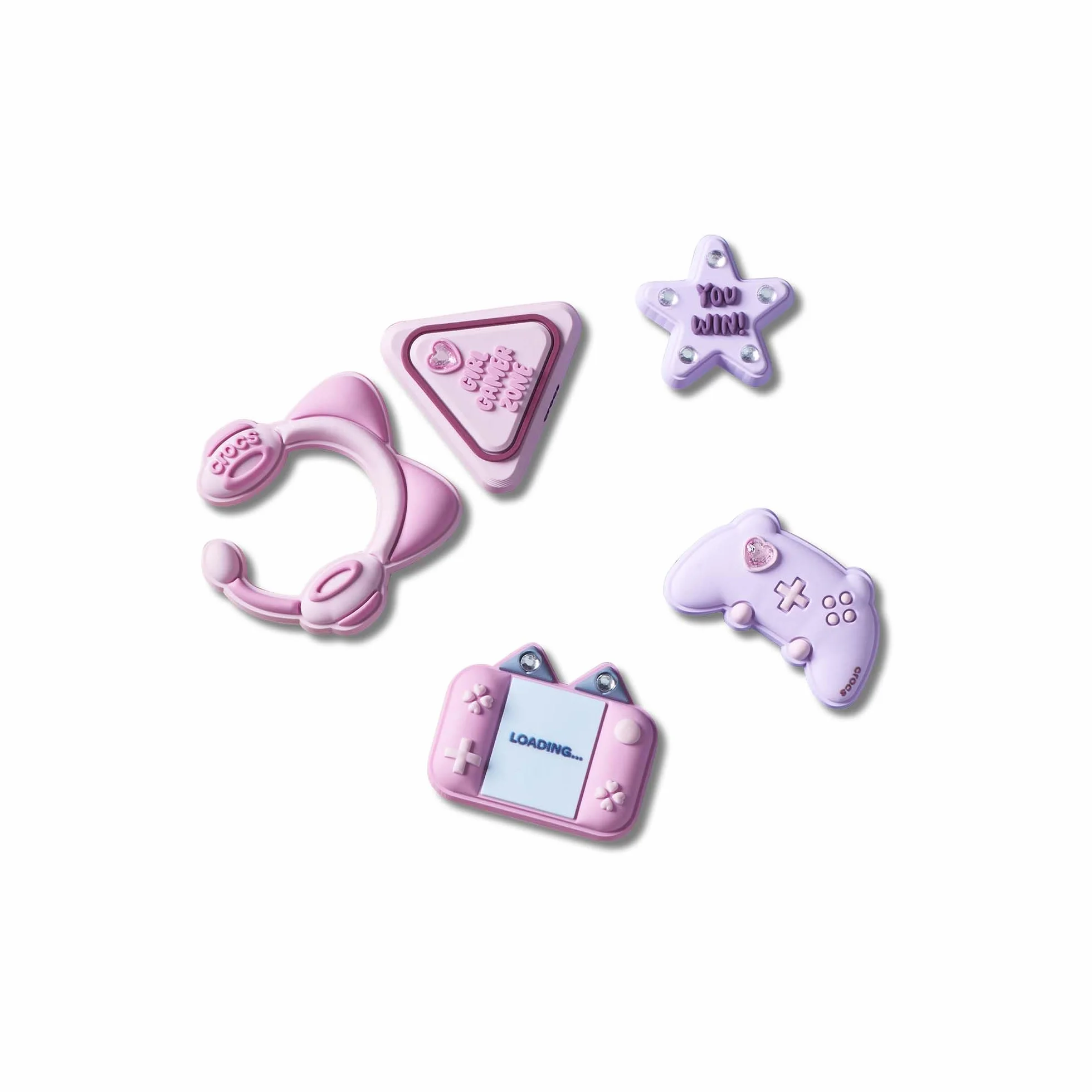 Crocs Unisex Girl Gamer 5-pak zawieszek do butów, wielokolorowe, jeden rozmiar, wielobarwny, Rozmiar Uniwersalny