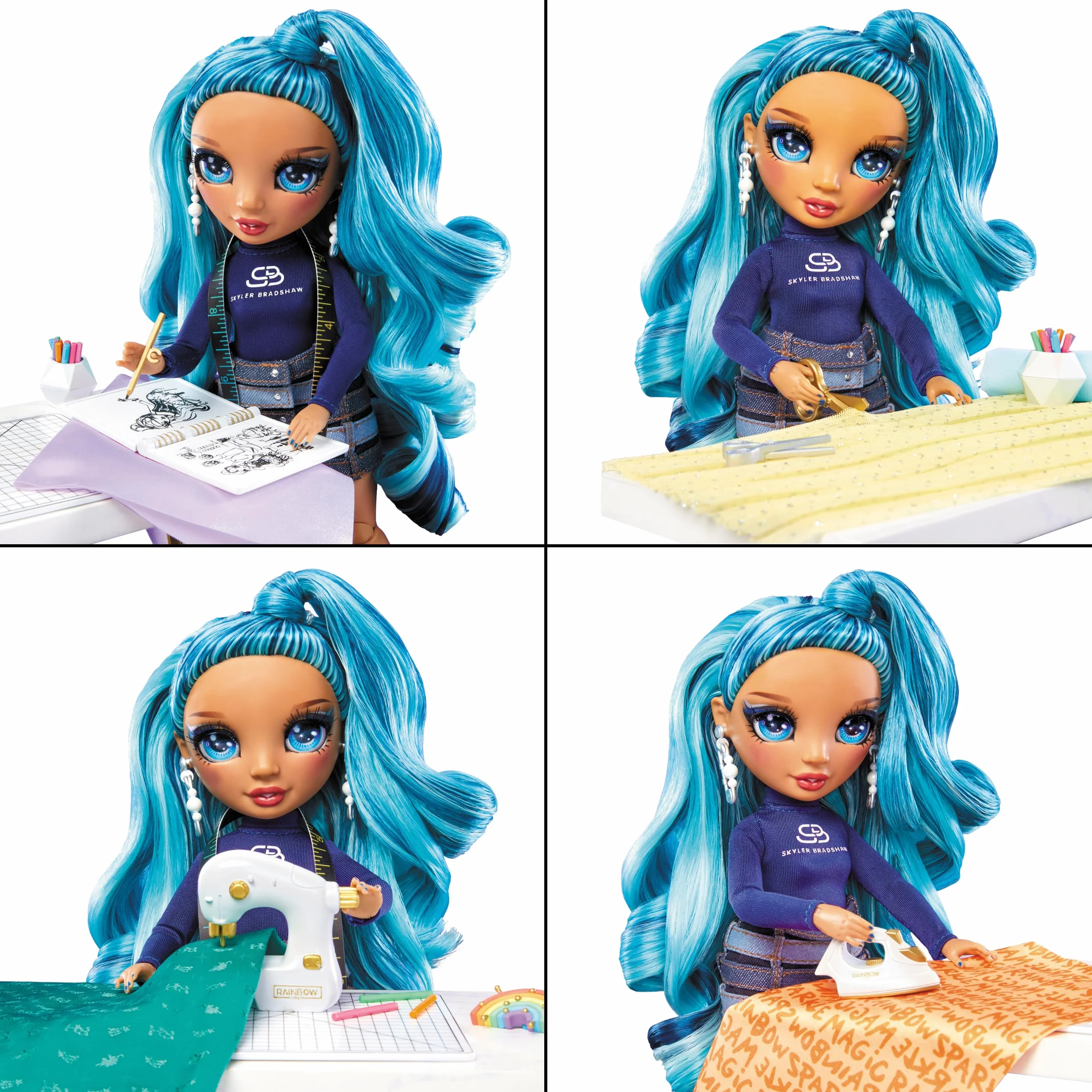 Rainbow High Dream & Design Fashion Studio Playset - Zestaw do Zabawy w Projektanta Mody z Lalką Skyler Bradshaw i Zestawem do Projektowania bez Szycia - Dla Dzieci w Wieku 4-12 Lat i Kolekcjonerów