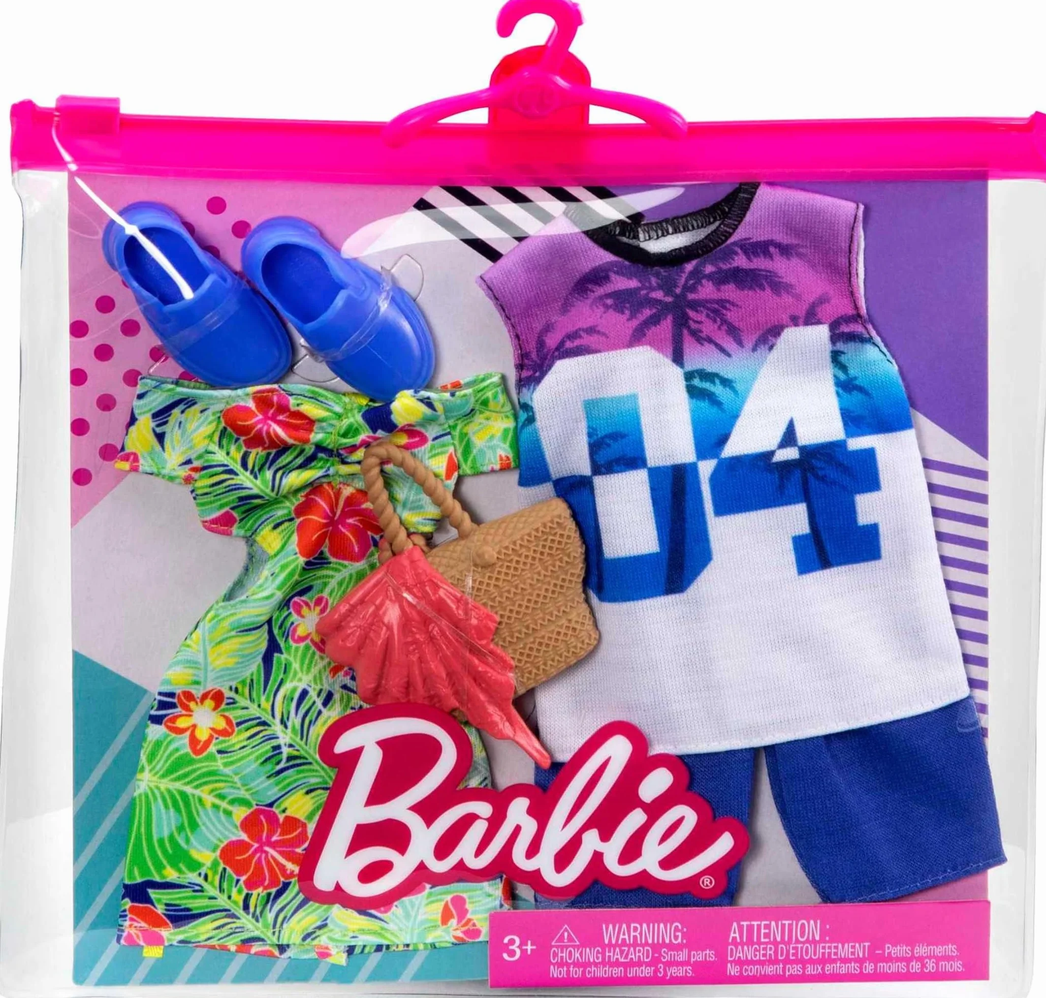 Barbie i Ken Tropical Fashion Pack - HBV72 - Zestaw 2 strojów - Tropikalna Sukienka + Torba, Strój kąpielowy + Strój kąpielowy dla Kena