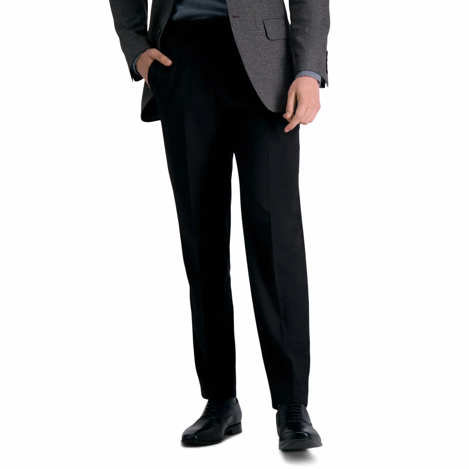 Haggar Premium Comfort Straight Fit Flat Front Dress Pant - Garnitur — spodnie Mężczyźni