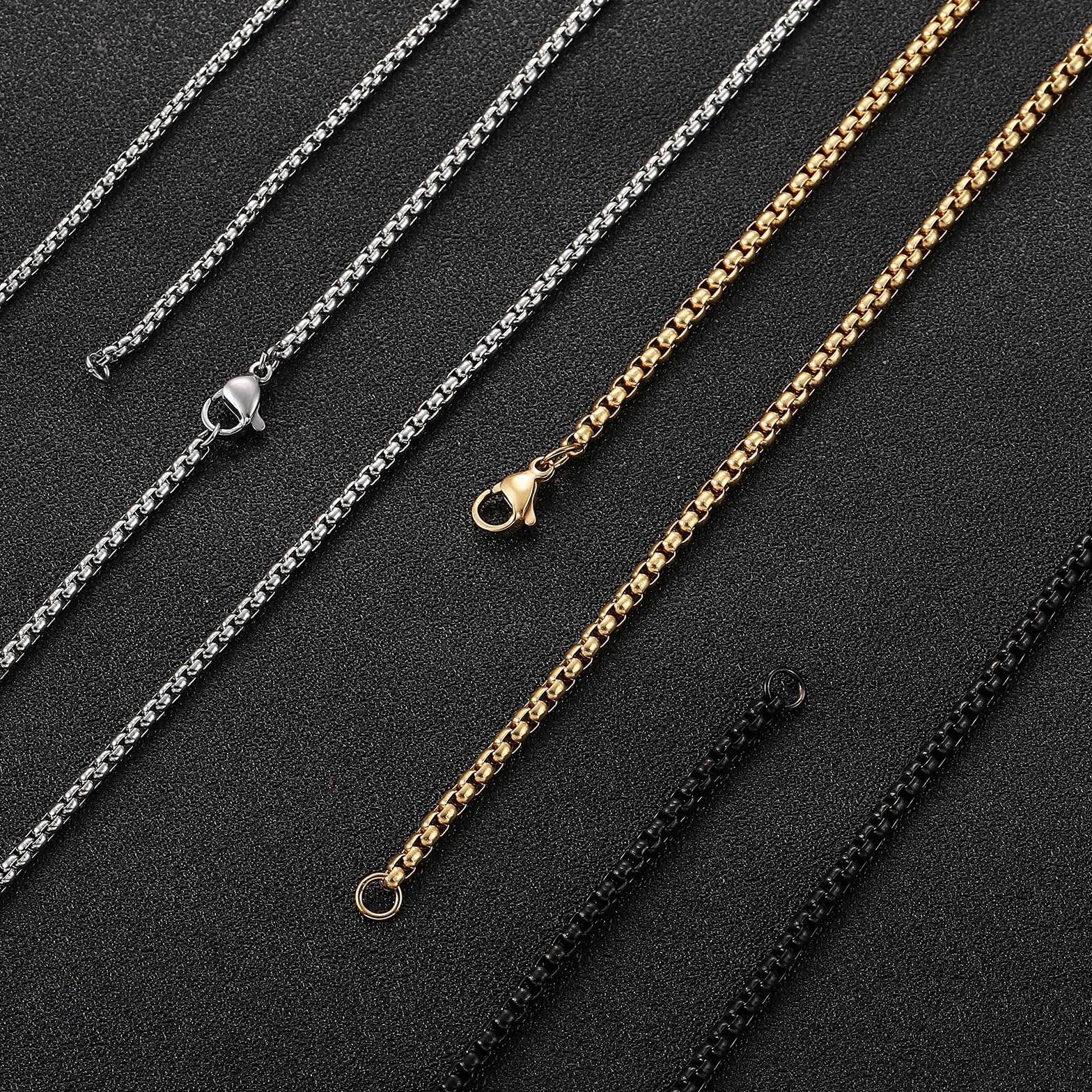 RWQIAN Naszyjnik męski ze stali nierdzewnej, srebrny/złoty/czarny, Venezia, łańcuszek damski, szerokość 2/2,5/3/4 mm, długość 45-70 cm