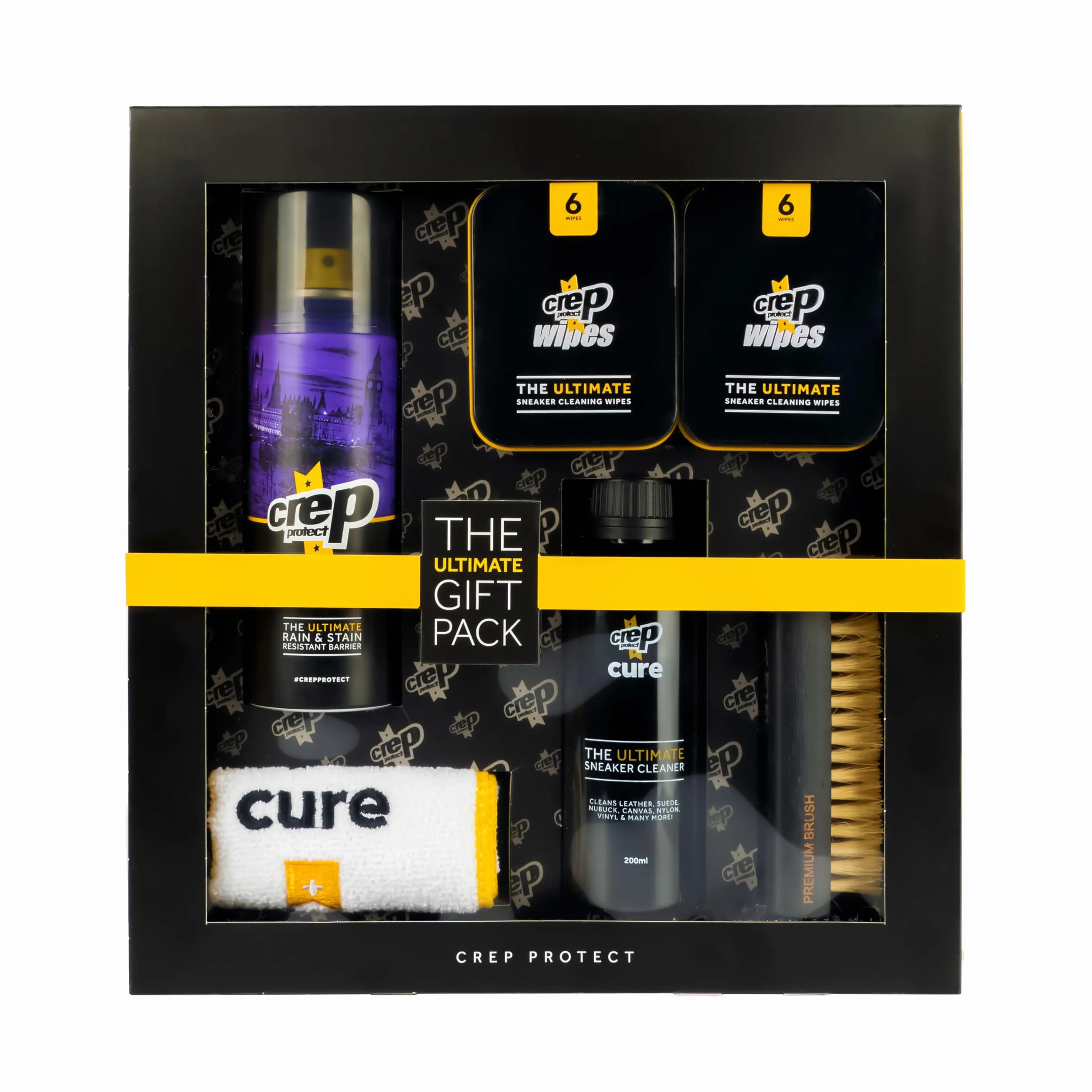 Crep Protect The Ultimate Shoe Care Bundle Gift Pack - Ochrona butów Spray - Cleaner Sneaker - Quick Cleaning Wipes - Premium Bush & Microfiber Cloths