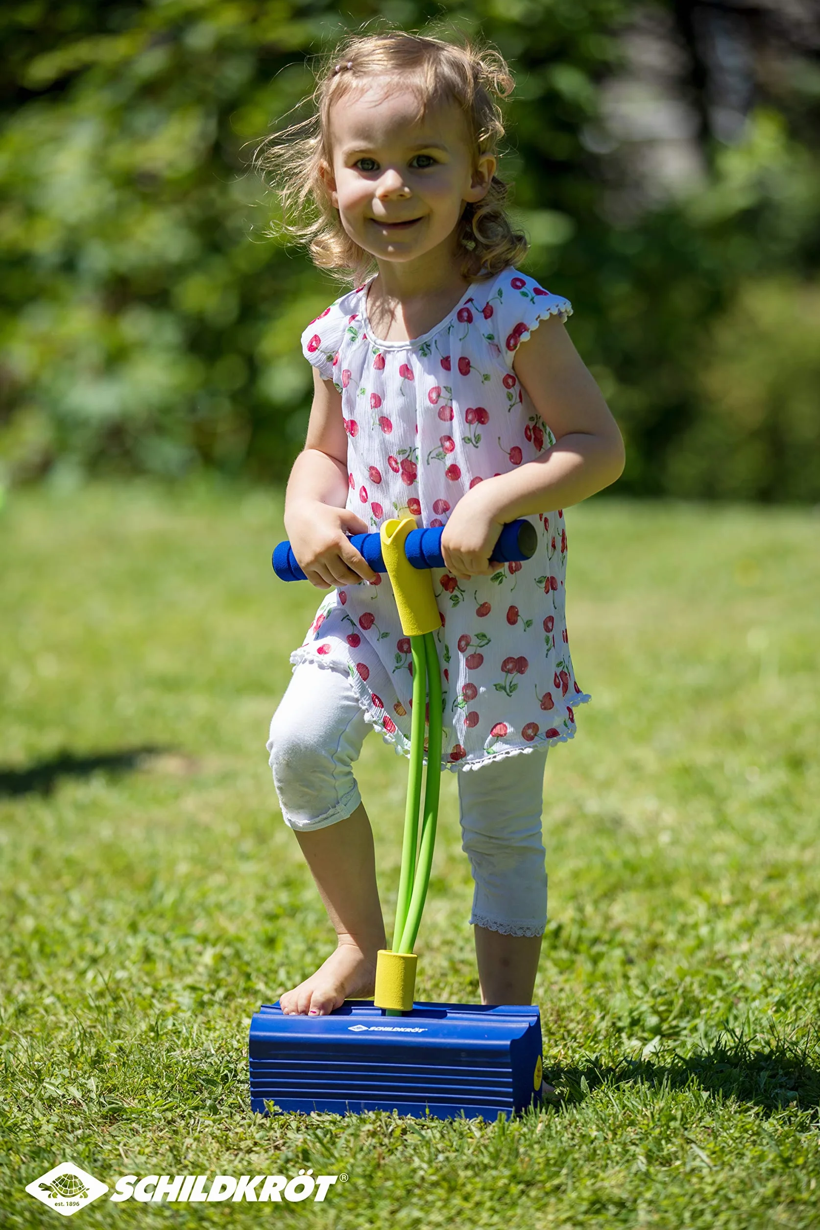 Schildkröt Fun Jumper, piszczący Bungee Jumper z pianki z miękkimi uchwytami, zabawa w skakaniu dla dzieci od 3 lat, zwany "Top 10 zabawka", 970306