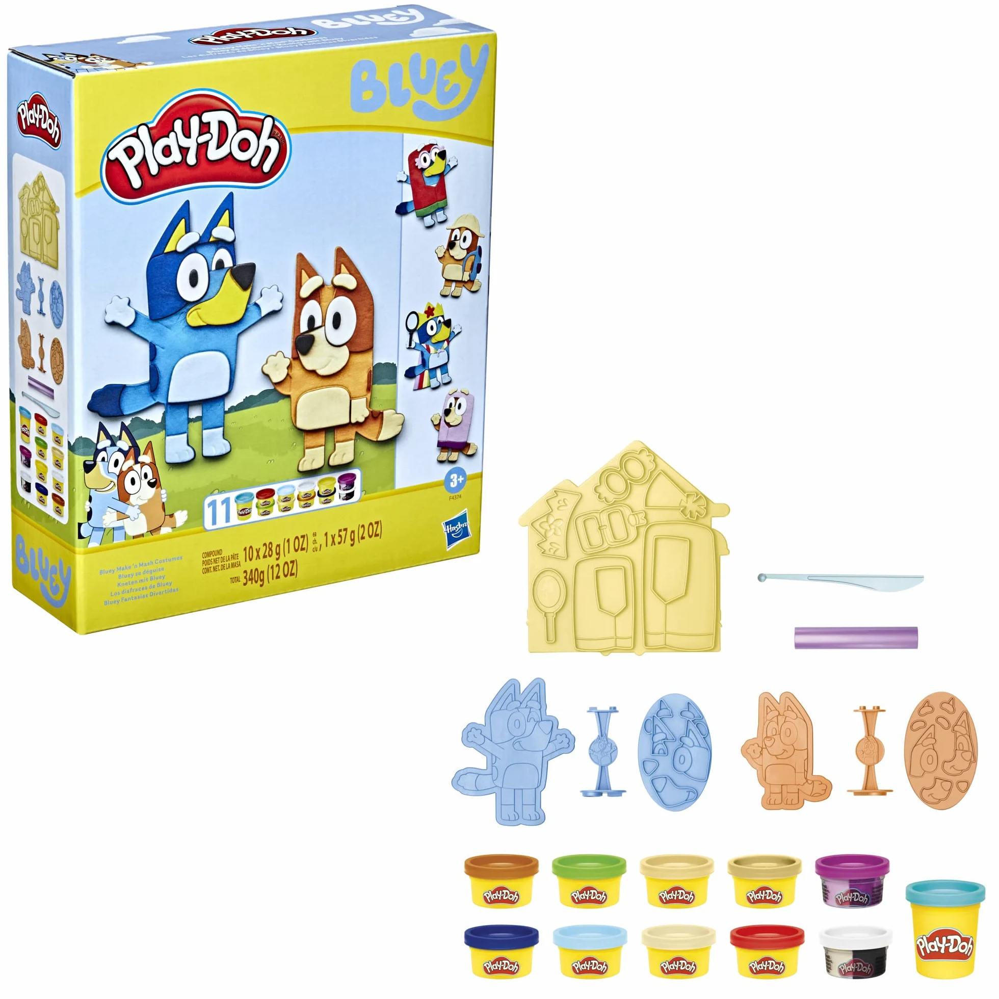 Zestaw do zabawy Play-Doh Przebrania Blue dla dzieci w wieku od 3 lat, 11 tub ciastoliny, produkt nietoksyczny