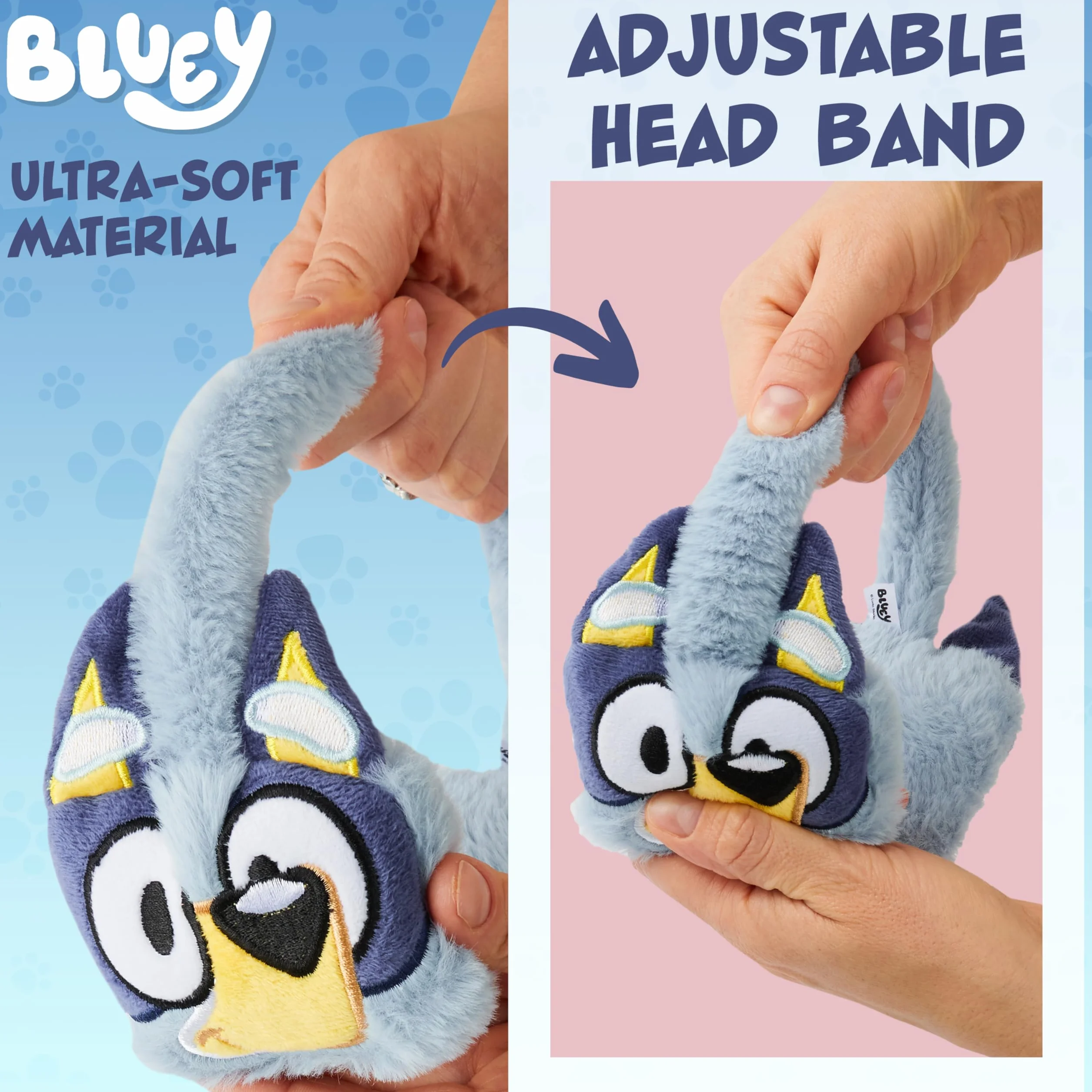 Bluey Dziewczęce puszyste nauszniki, akcesoria zimowe ocieplacze na uszy - prezenty dla dzieci