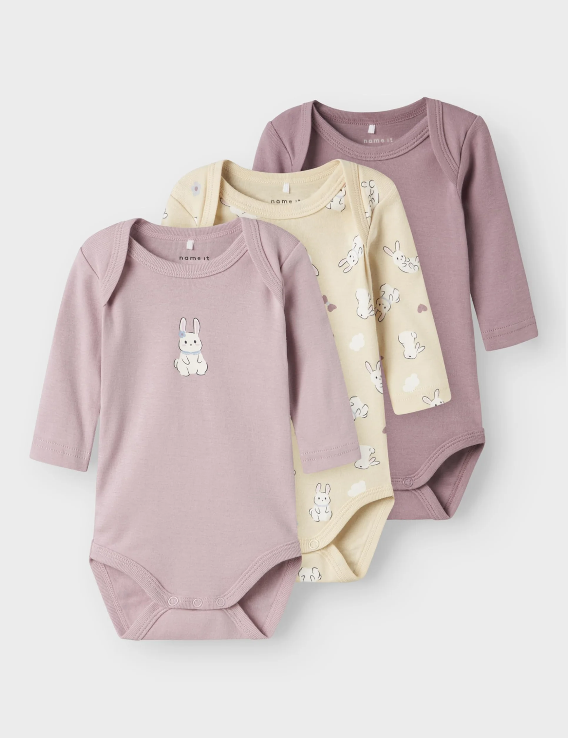 Name it baby Damskie body Nbfbody 3P Ls Summr Rabbit Noos, Summer Sand, Numeric_56 (3 sztuki), Summer Sand, numeric_56