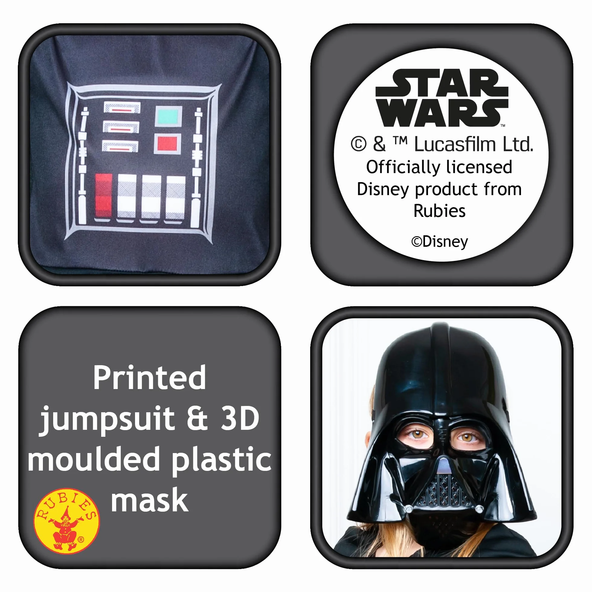 Rubie's Official Disney Star Wars Darth Vader klasyczny kostium dla dzieci, fantazyjny strój dla dzieci