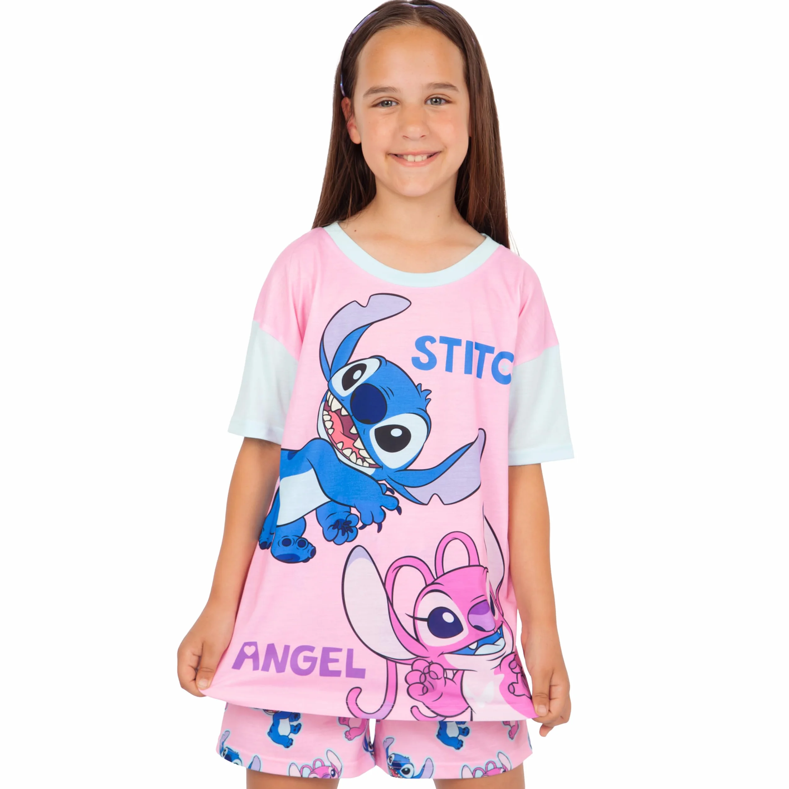 Disney Piżamy | Lilo I Stitch Piżamy | Dziewczęce Krótkie Piżamy | Stitch I Angel Dziewczęce Pyjama