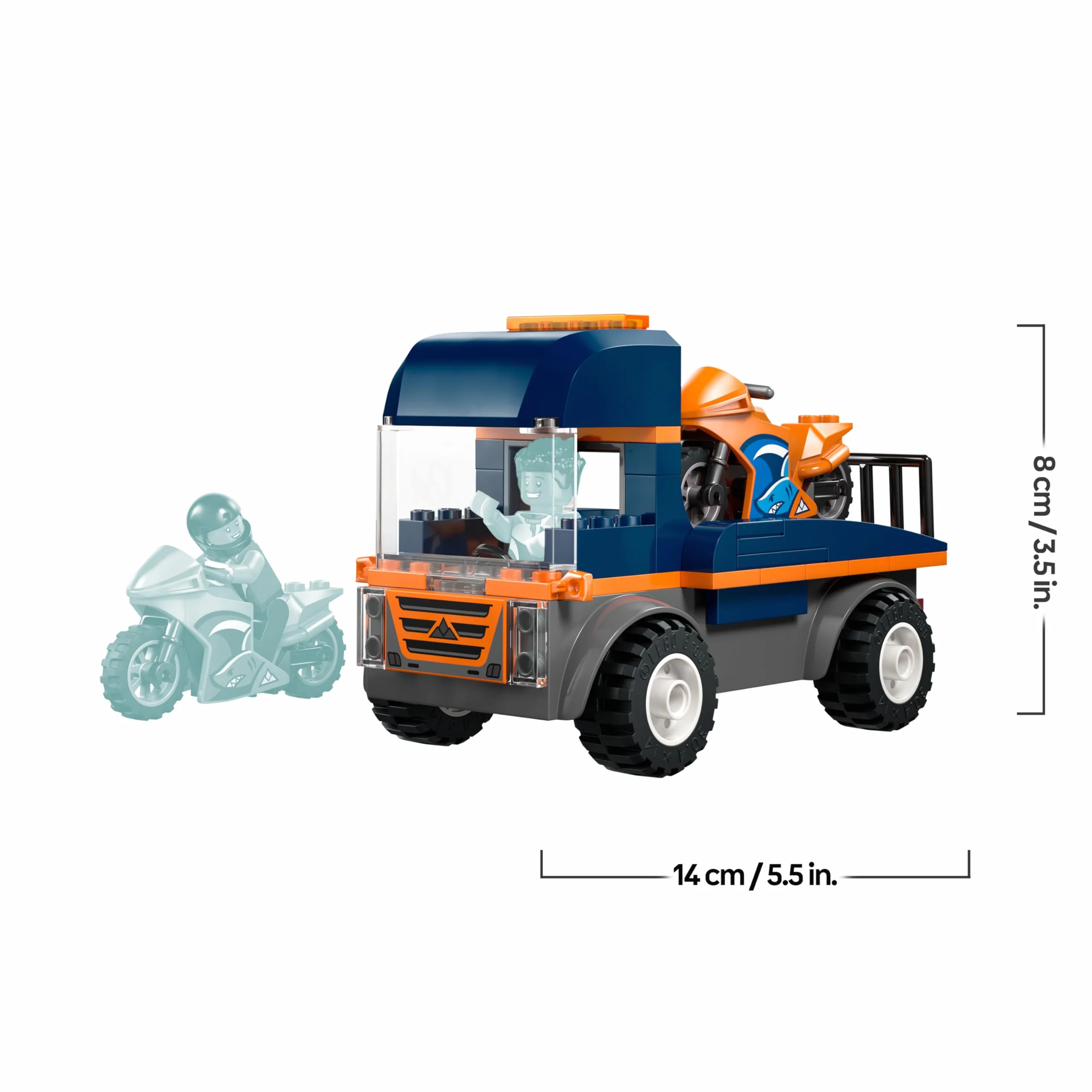 LEGO City Laweta dla motocykli, zabawka dla dzieci z dwiema minifigurkami i ciężarówką, klocki dla 4-latka, pomysł na prezent dla chłopca i dziewczynki na urodziny, łatwe budowanie 60491