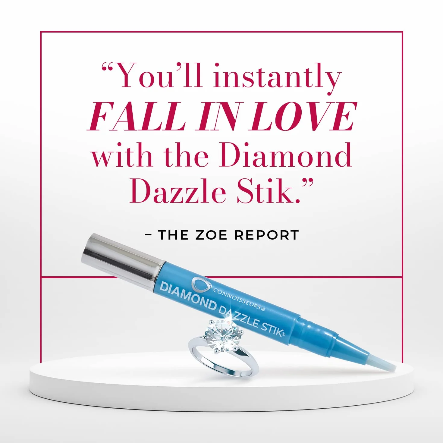 Connoisseurs Środek do czyszczenia biżuterii Diamond Dazzle Stik, środek czyszczący do biżuterii Sparkle & Shine, końcówka pędzla i kompaktowy do diamentów i kamieni szlachetnych (diamentowy sztyft