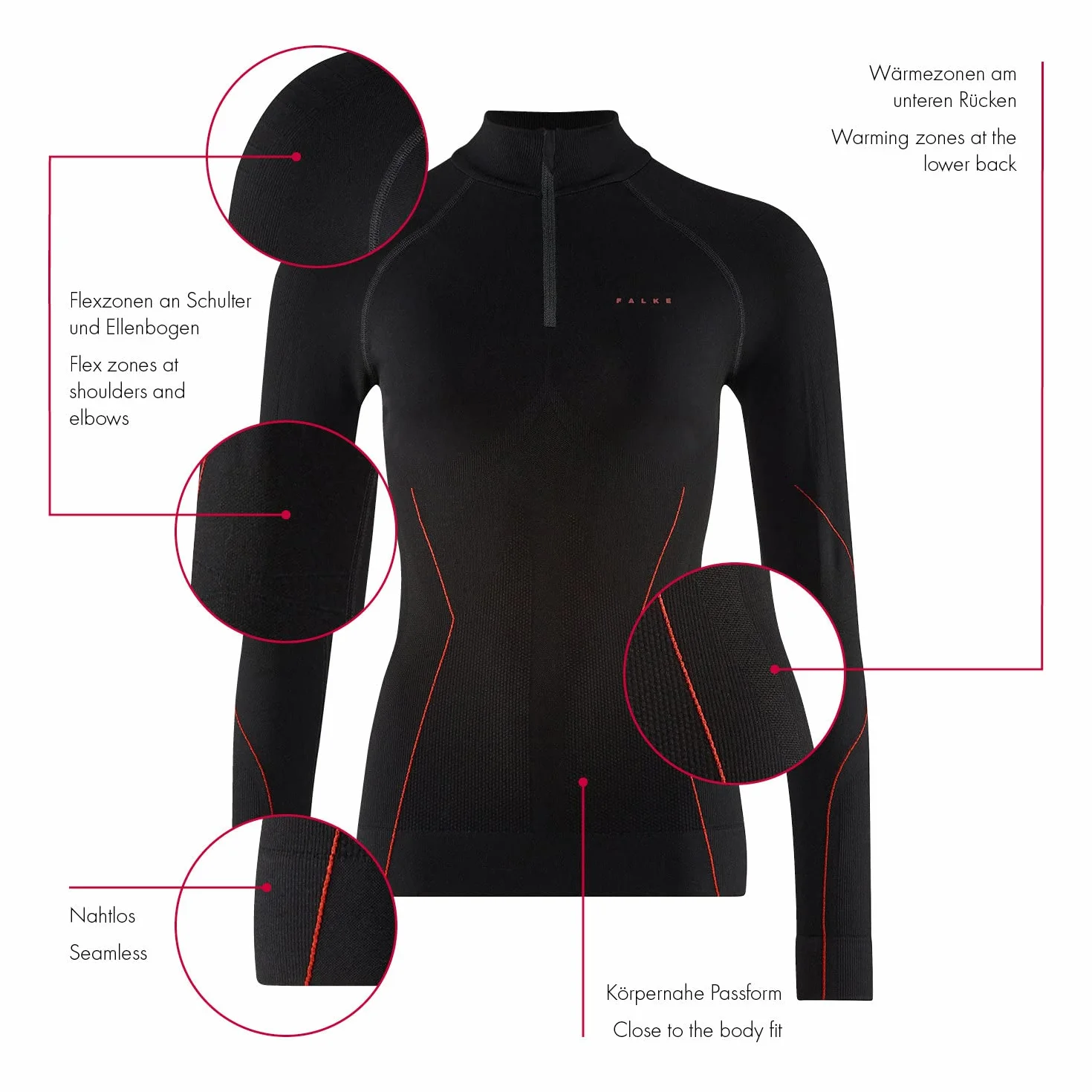 FALKE Kobiety Warstwa podstawowa (góra) Maximum Warm High Zip Neck W L/s Sh Termoaktywny, Oddychający i Szybkoschnący szybkoschnące ciepłe 1 Sztuka, Czarny Black 3000, S
