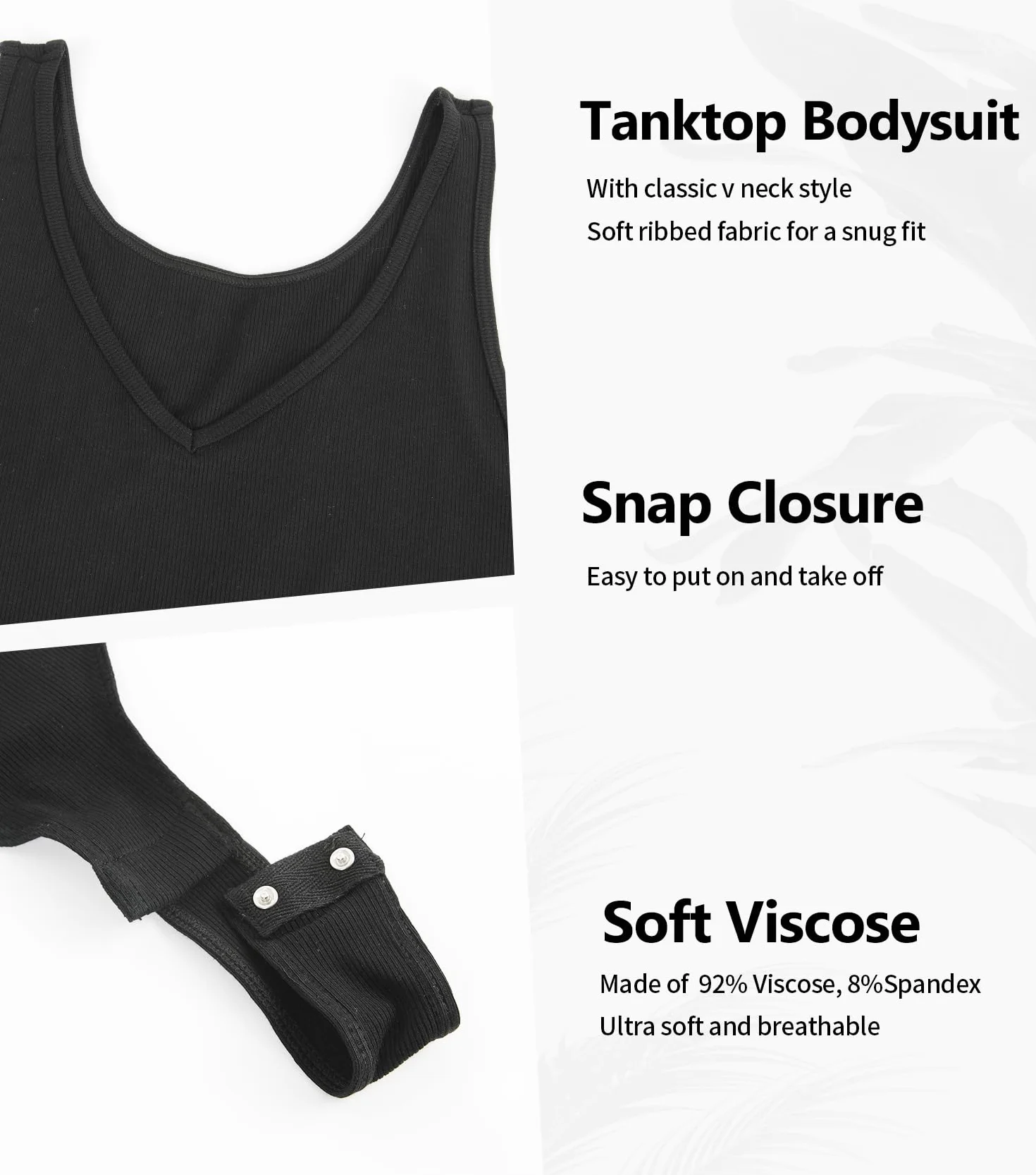 Joyshaper Damskie body z krótkim rękawem, bez rękawów, basic, tank top z dekoltem w kształcie litery V, seksowny kombinezon Leotard Top Body Suit z zatrzaskami, na lato