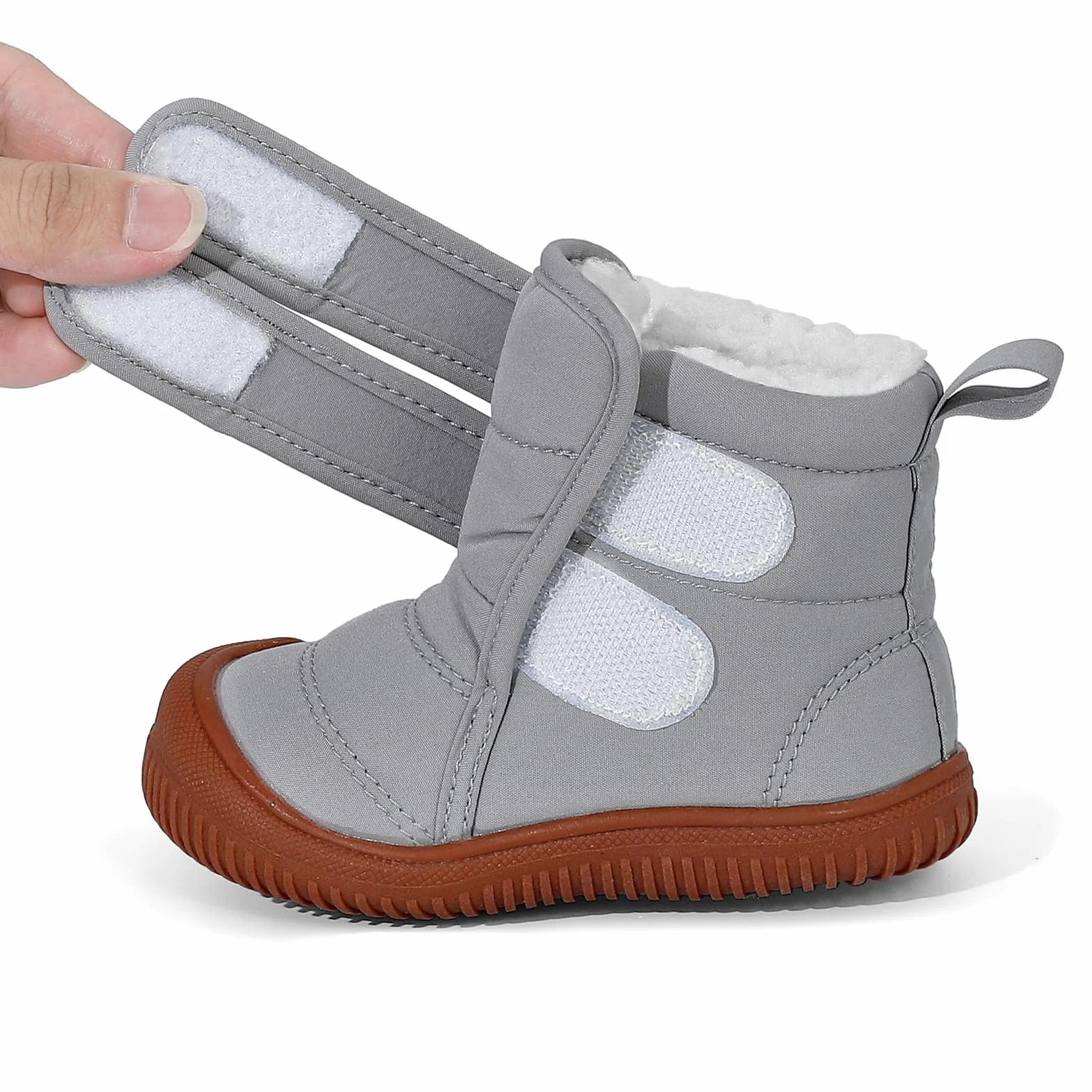 MASOCIO Buty zimowe dla chłopców i dziewczynek, małe dzieci, buty zimowe, pluszowe, płaskie, gumowe, antypoślizgowe, rozmiar 19-27 EU