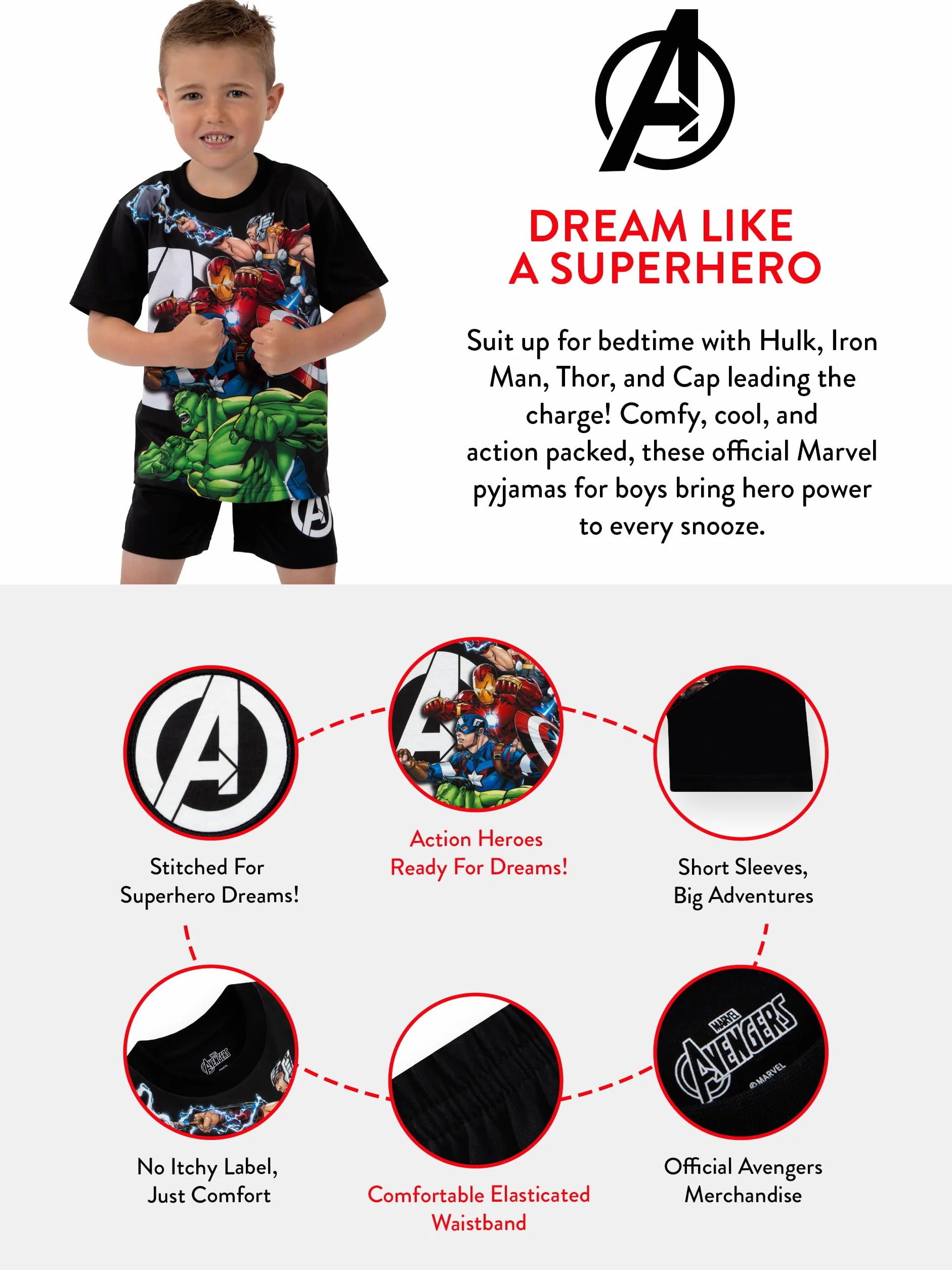 Marvel Piżama Avengers, Letnia Piżama Chłopięca Z Thorem, Kapitanem Ameryką, Hulkiem I Iron Manem, Krótki Komplet Do Spania Dla Dzieci