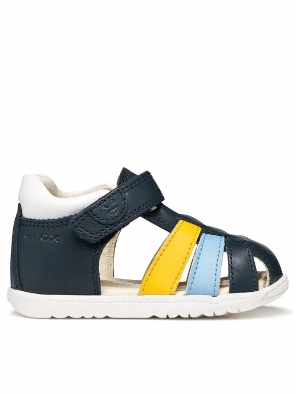 Geox B sandały Macchia Boy, niemowlęce 0-24, Navy Dk Yellow, 23 EU