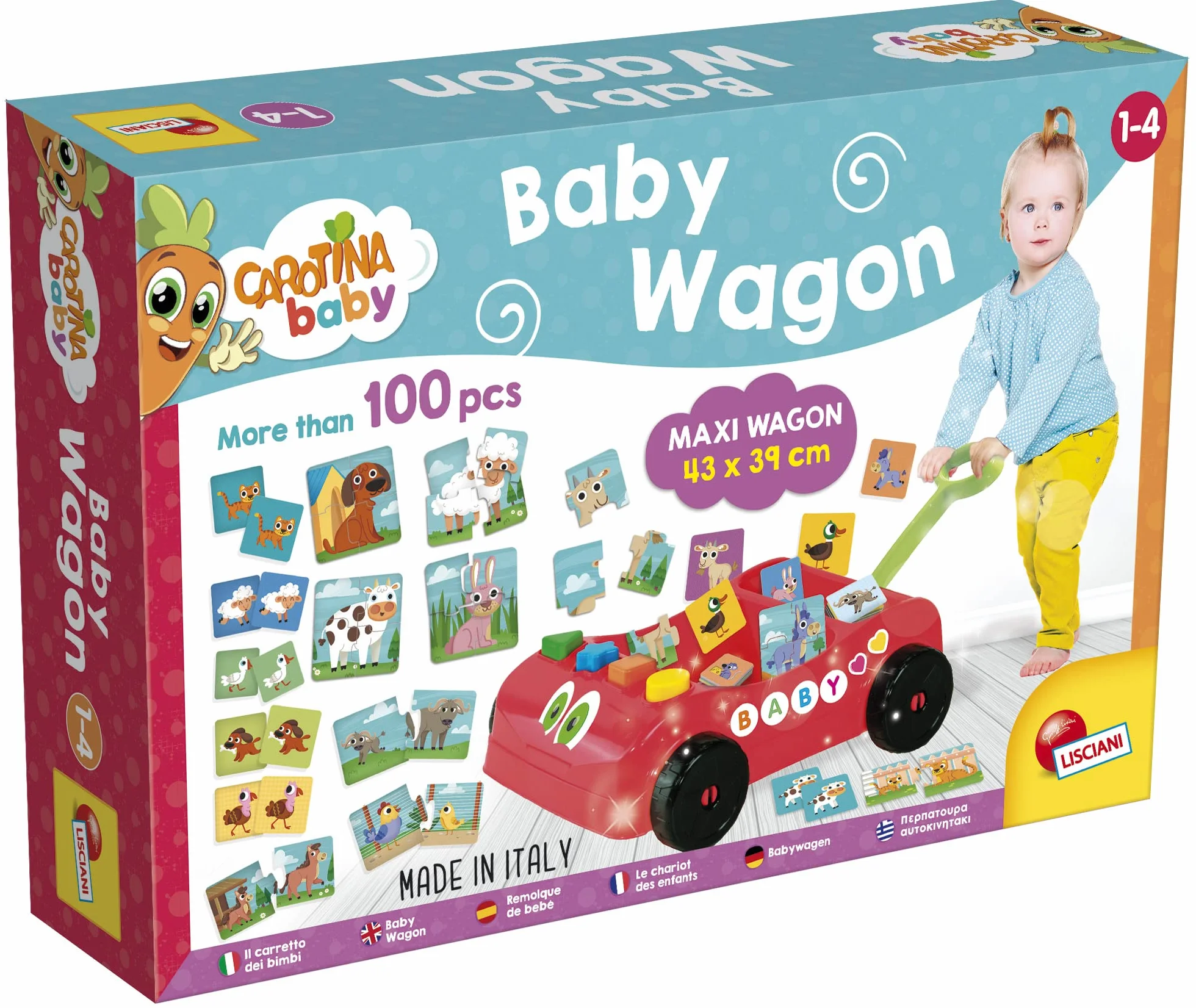 Lisciani – Carotina Baby Wagon Remolque de bébés - Juego educativo para niños a partir de 1 año