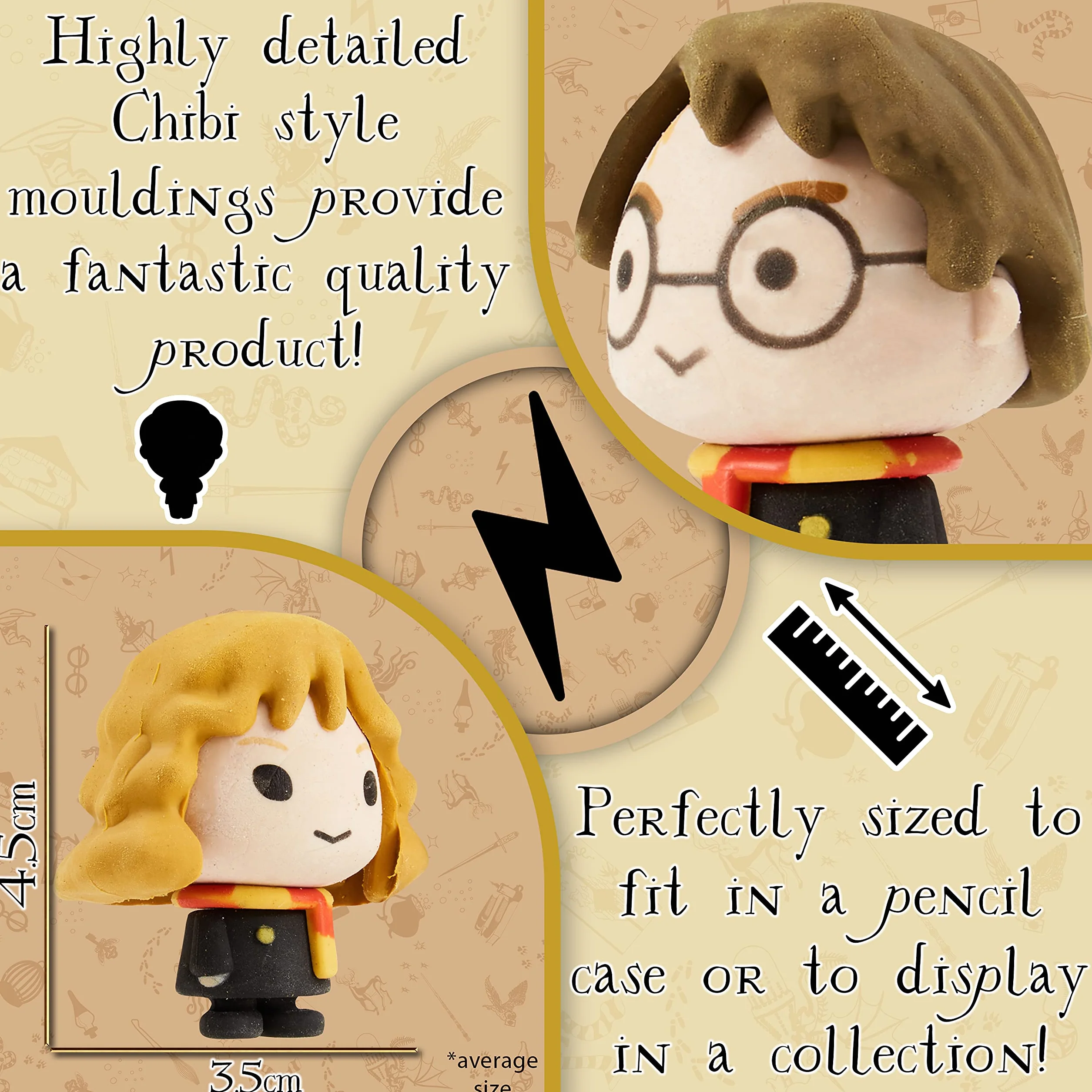 Harry Potter gumki do zmazywania, figurki do zabawy dla dzieci, 3 sztuki, prezenty Harry Potter dla dziewcząt i chłopców