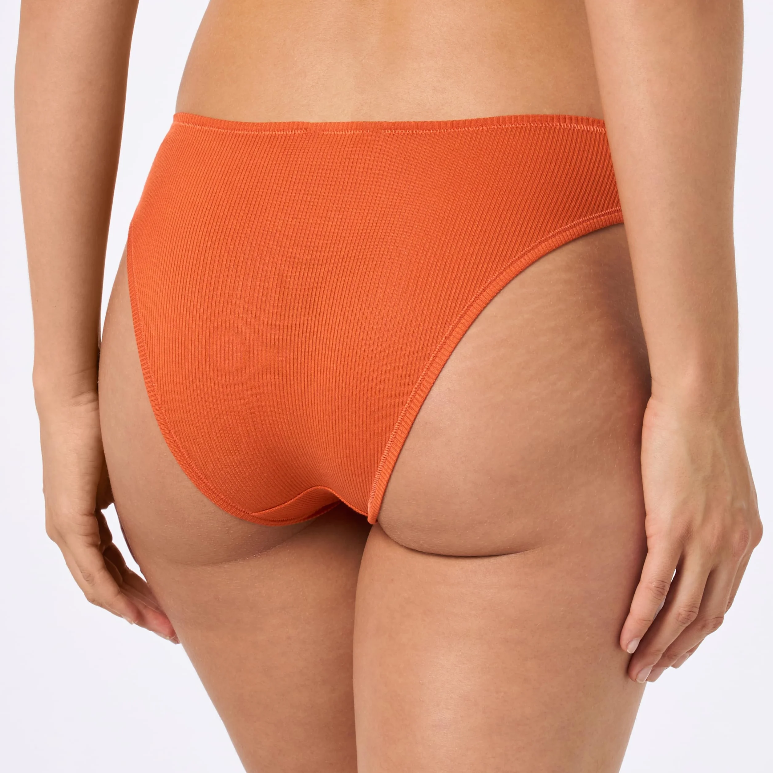 Calvin Klein Damskie majtki bikini prążkowane 3 szt, Wielokolorowy (pomarańczowy rdza/szary piasek/biały), M