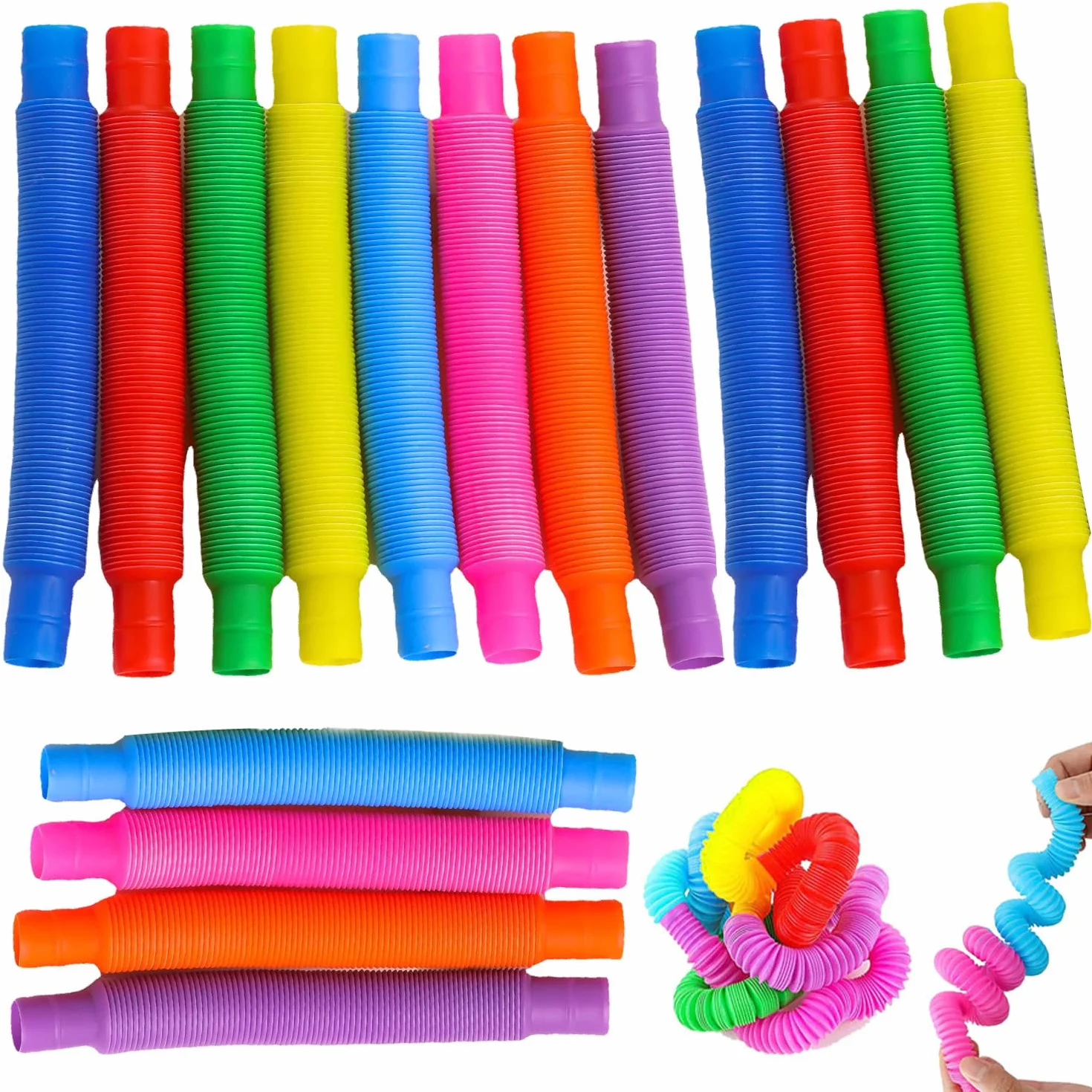 16 sztuk mini pop rurki elastyczne wielobarwne zabawki sensoryczne rurki edukacyjne Pop Fidget Sensorial zabawki Pop-Tube dla stresu, autyzmu, ADHD i lęku