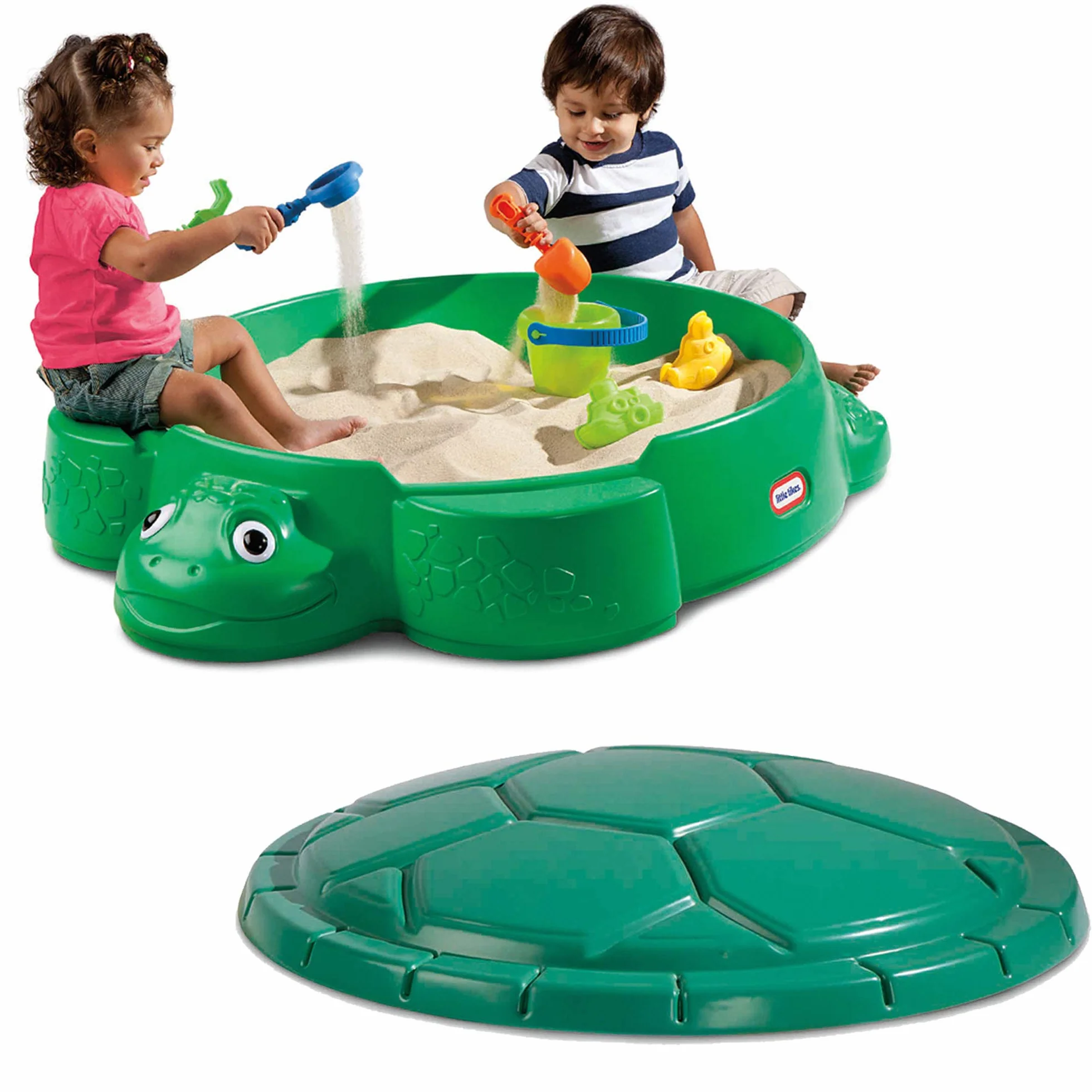Little Tikes Piaskownica Żółw - do Zabaw Ogrodowych. Bezpieczna i Przenośna Letnia Zabawka, Brodzik i Schowek. Zachęca do Kreatywnej Zabawy. Zabawka Ogrodowa dla Dzieci w Wieku od 12 Miesięcy