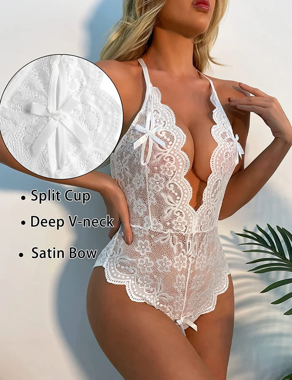 seksowna bielizna damska, kuszące body z odkrytymi plecami z koronki, bielizna z dekoltem w kształcie litery V, teddy babydoll otwarte, jednoczęściowy zestaw, erotyczna bielizna damska