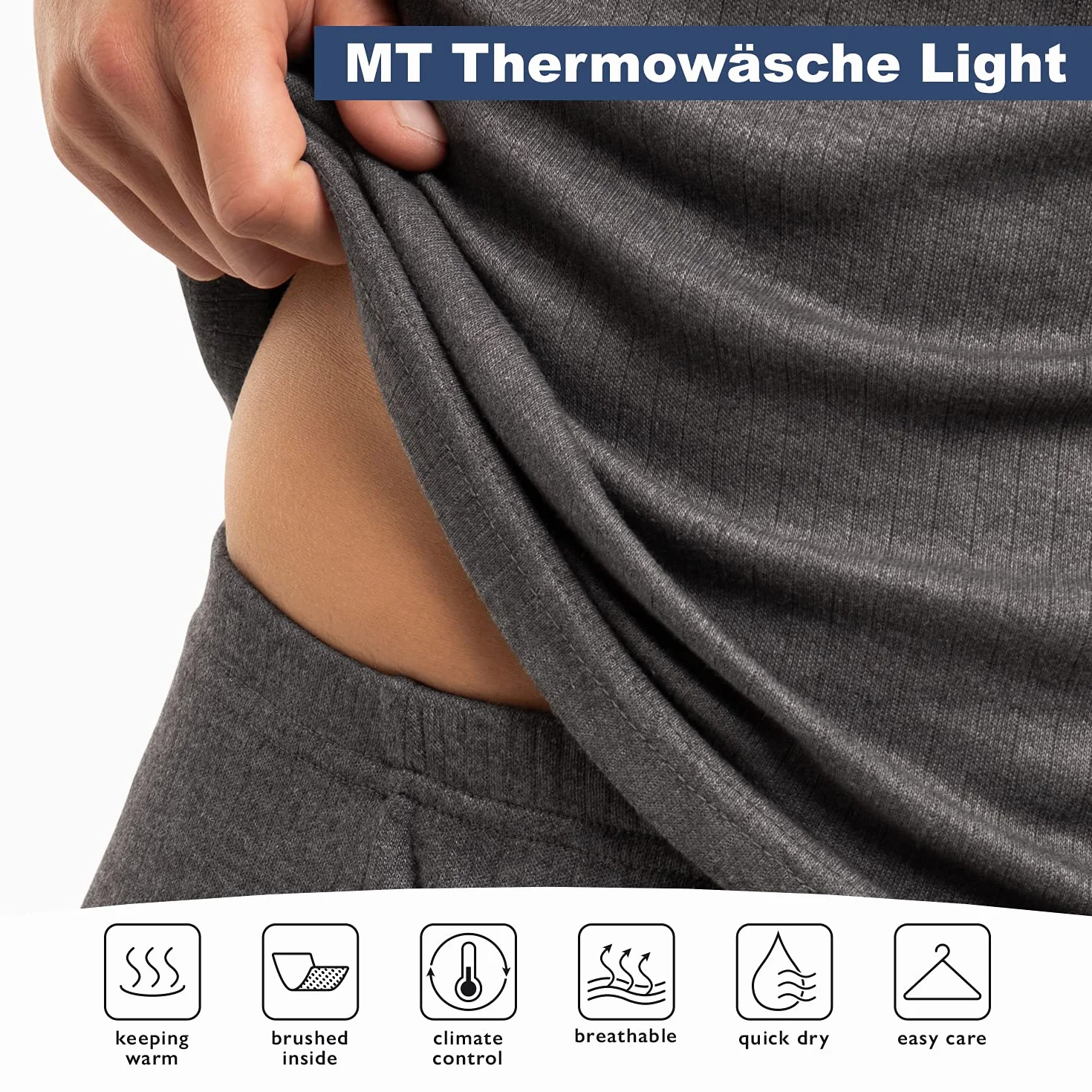 MT Męskie spodnie narciarskie i termiczne Thermo Light, ciepła bielizna długa z miękką stroną wewnętrzną