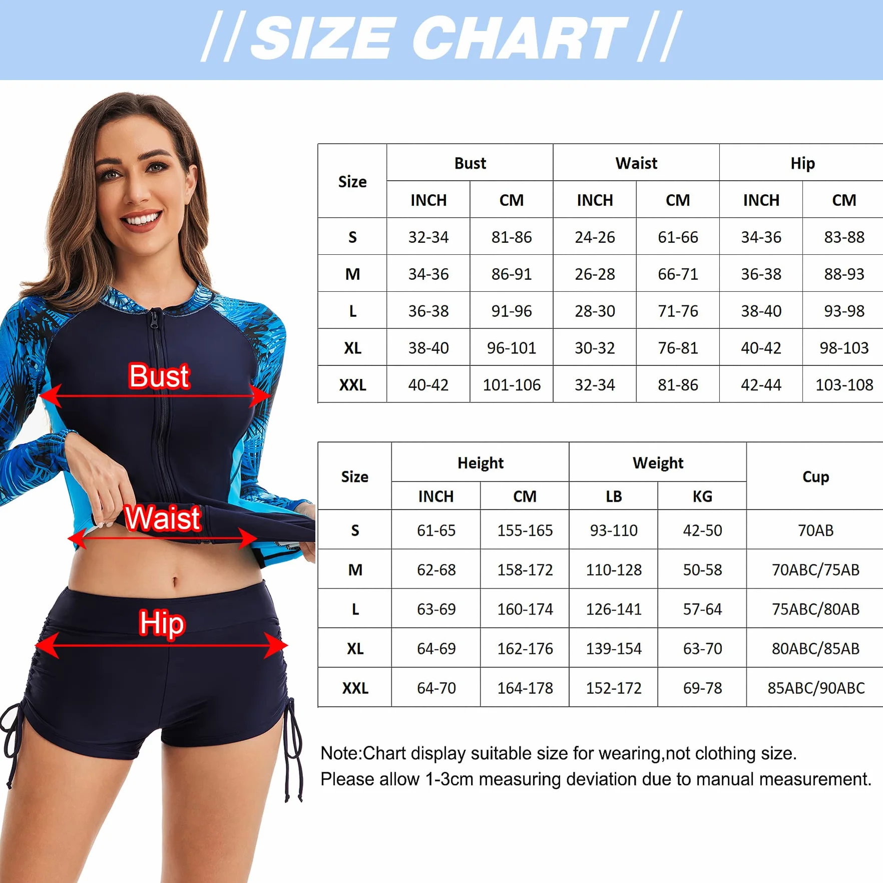 SEAUR Rash Guard damski kostium kąpielowy z długim rękawem, UPF 50+, ochrona przed promieniowaniem UV, dwuczęściowy kostium kąpielowy, slim fit, ochrona przed słońcem, moda kąpielowa, koszulka i