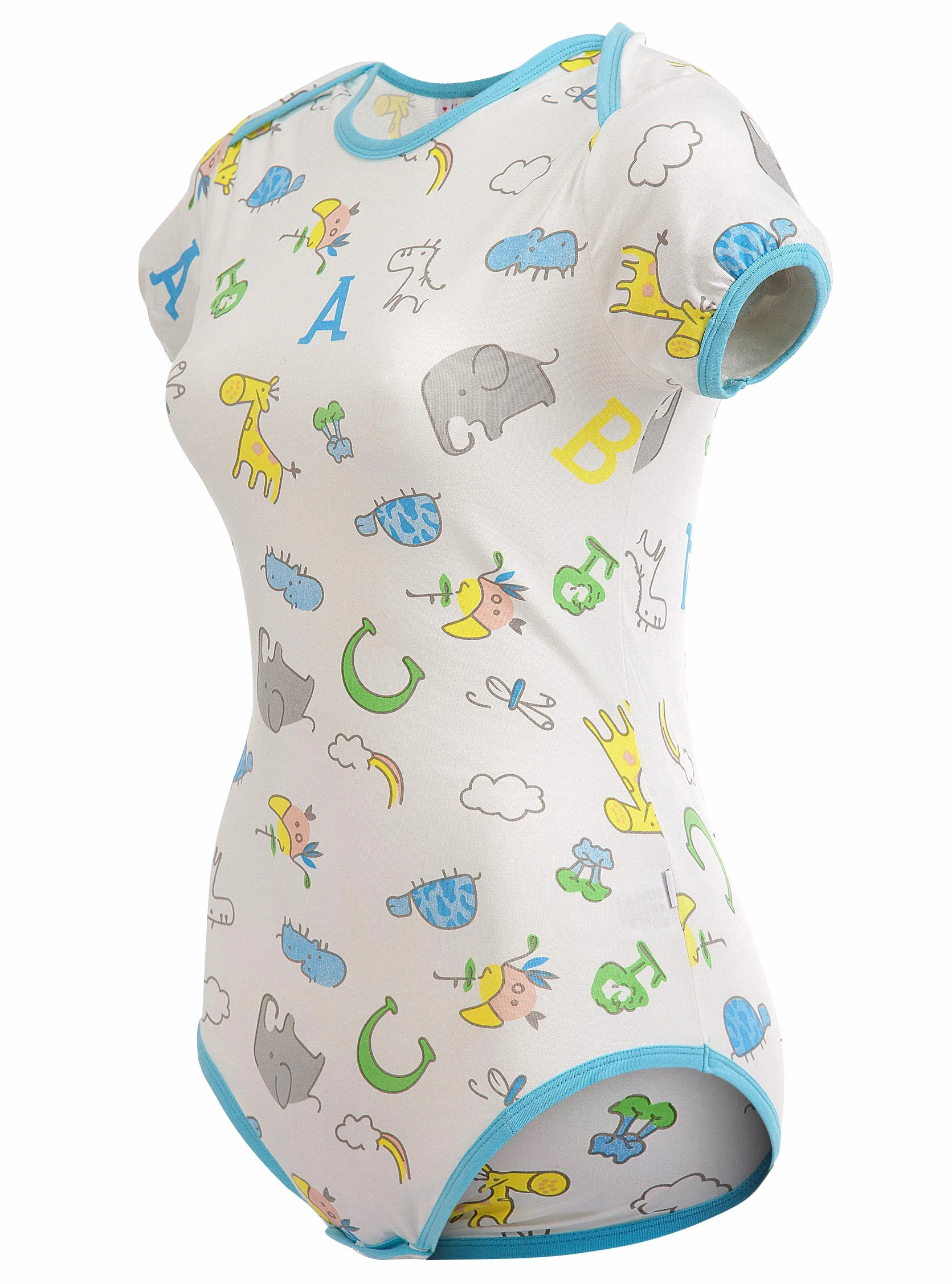LittleForBig Dorośli Baby miłośnik pieluszek(ABDL) zatrzas w komkroku jednoczęściowy śpioszki-Wzór Żyrafa i Zwierzęta Zoo