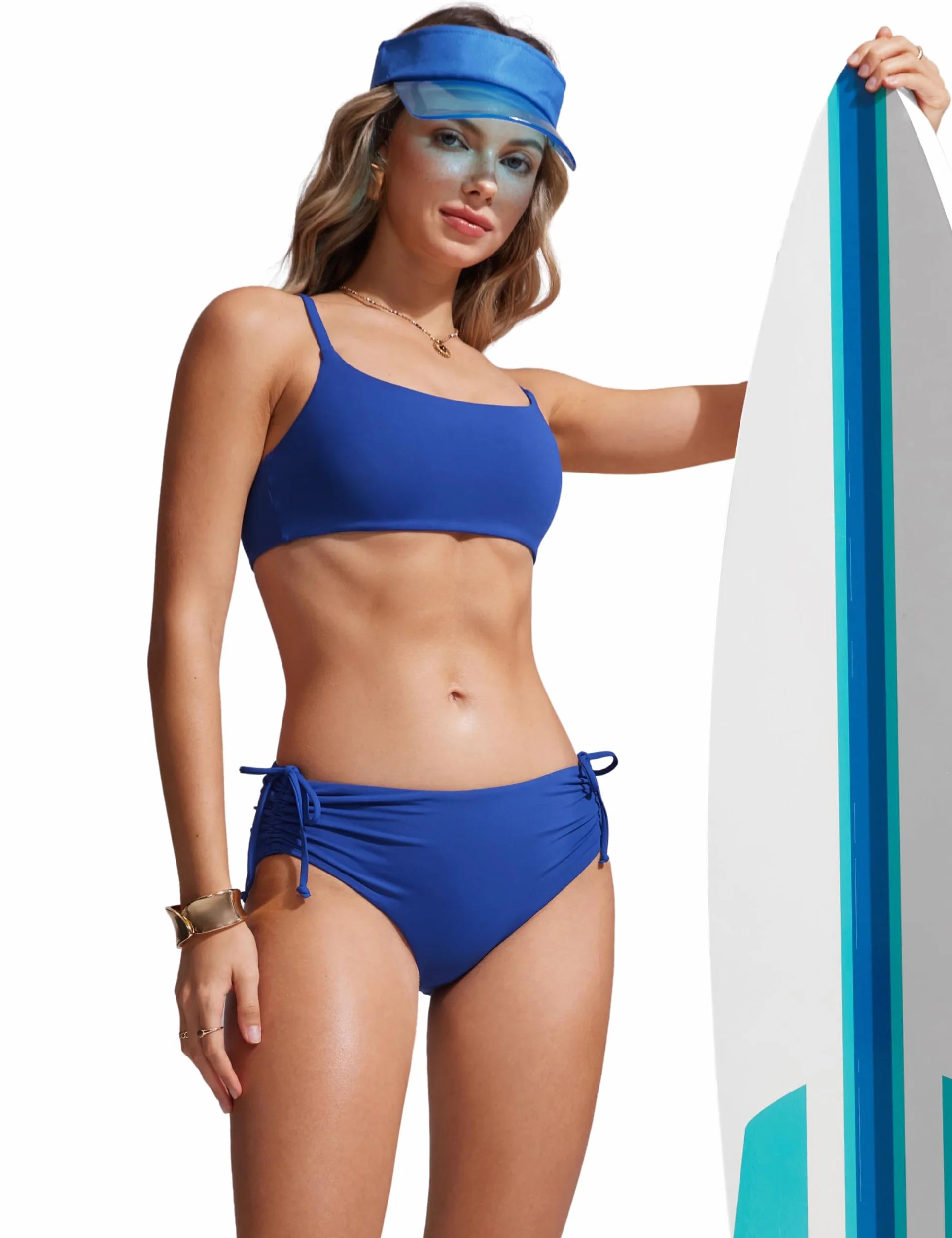 CRZ YOGA Góra od bikini z wycięciem w kształcie litery A-C dla kobiet – usztywniany, regulowany strój kąpielowy z ramiączkami typu spaghetti sportowy biustonosz do pływania