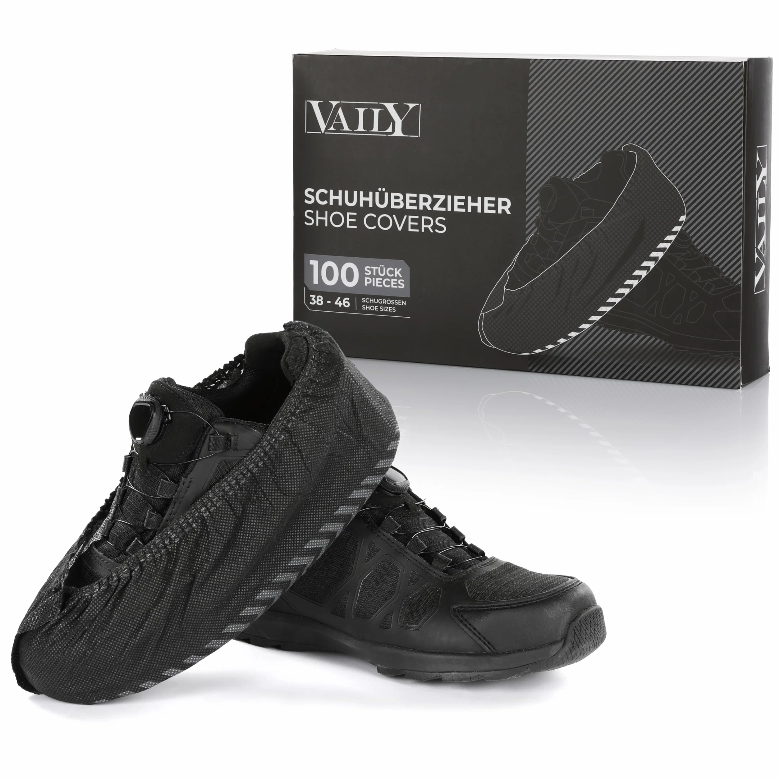 Vaily nakładki na buty Czarne - 100 sztuk (50 par) Wytrzymałe i antypoślizgowe nakładki na buty