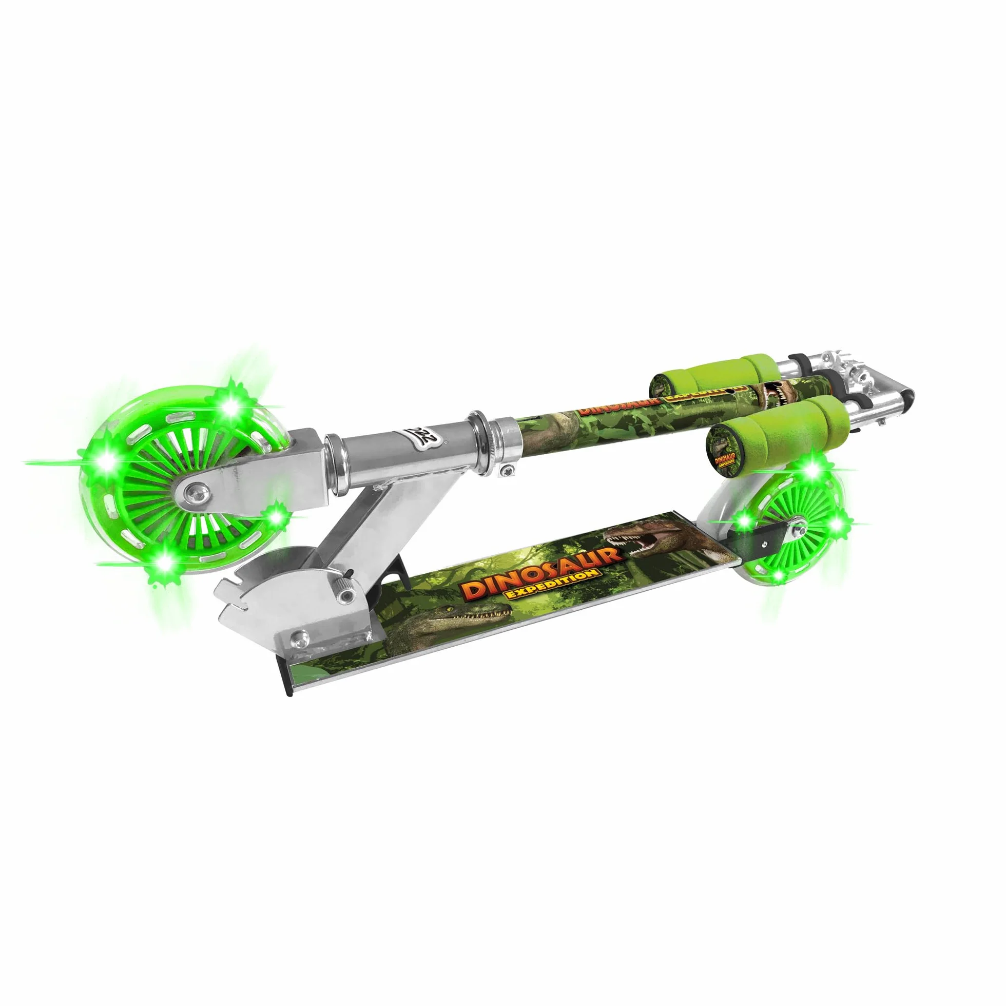 OZBOZZ SV14697 dinozaur hulajnoga z 2 świecącymi kółkami, wielokolorowa