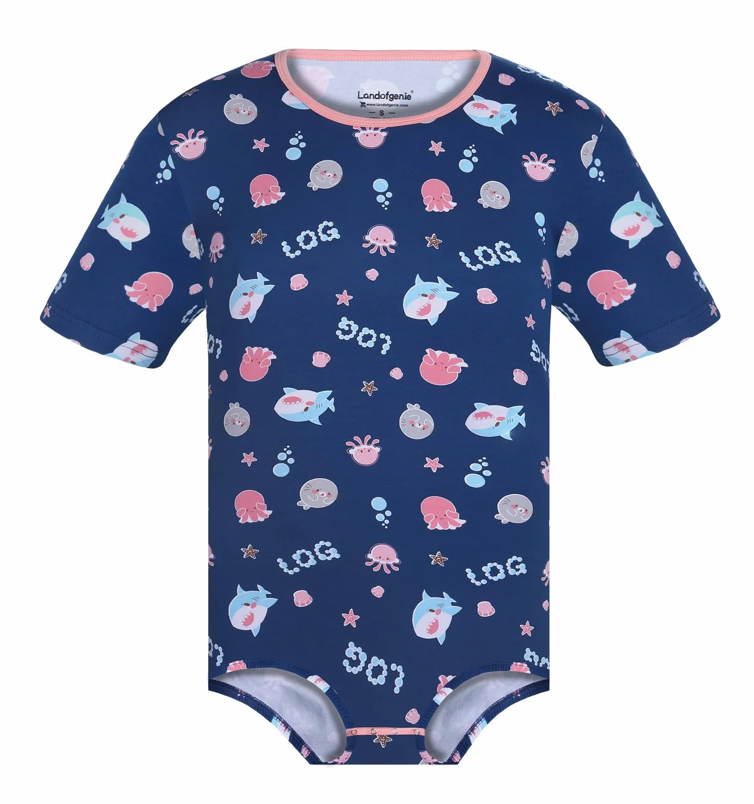 Landofgenie Body Męskie Onesie Romper dla Mężczyzn Krótki Rękaw Jednoczęściowe Pidżamy Leotard Top-Ocean
