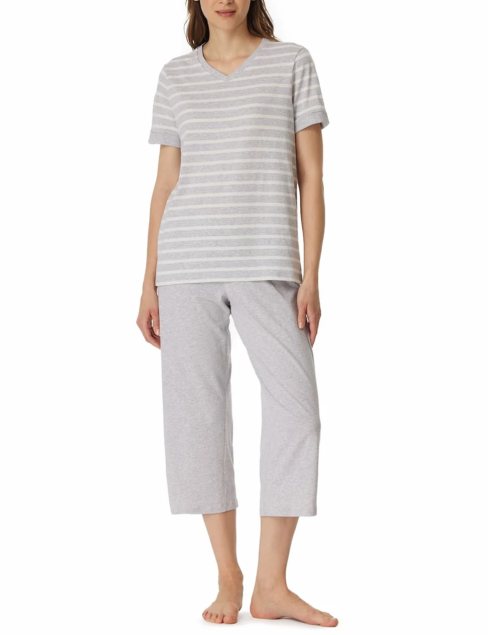 Schiesser Damen Schlafanzug kurz Set 3/4 lange Hose kurzarm Oberteil weiche Baumwolle - Nightwear