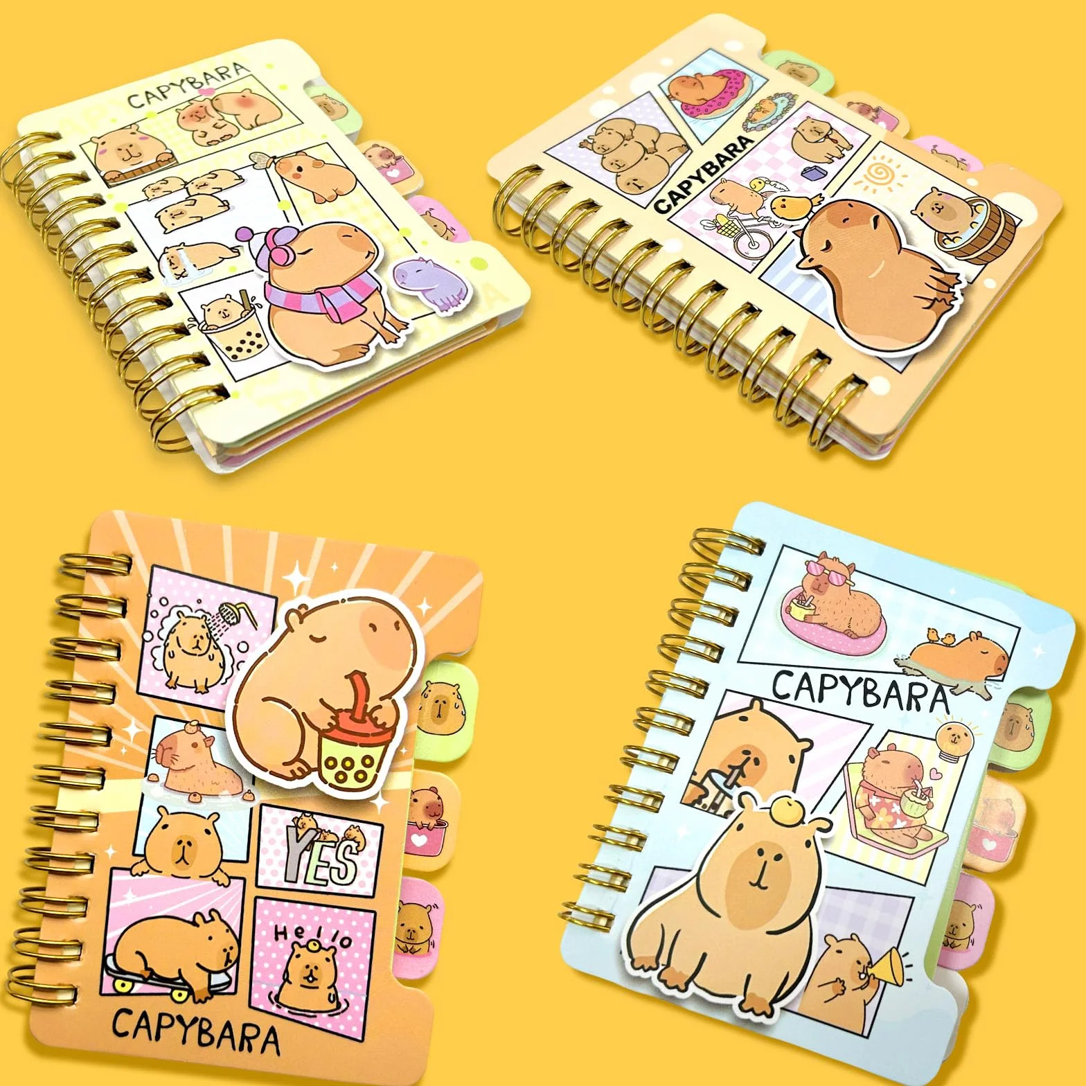 Capibara Notatnik, Spiralny Zeszyt Studencki 4 Szt, Capibara Zeszyt Spiral Wiązanie Książka Papiernicza dla Dzieci Chłopcy Dziewczęta Praca, Kapibara Notatnik Spiralny, Notatnik dla Dzieci