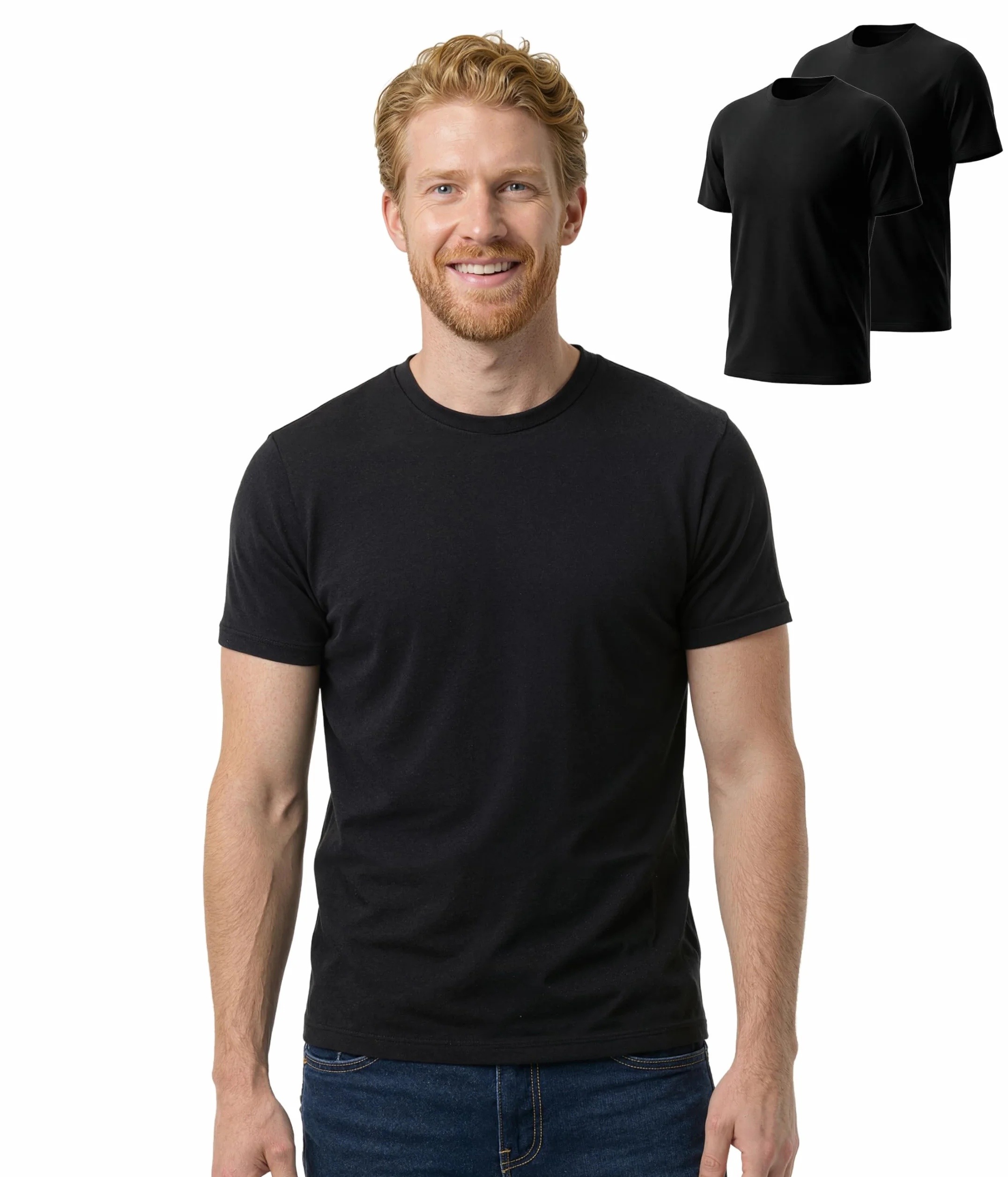 2-pak 100% wełny merynosów T-shirt dla mężczyzn, wełniany krótki rękaw, slim fit, warstwa bazowa, oddychający, lekki podkoszulek