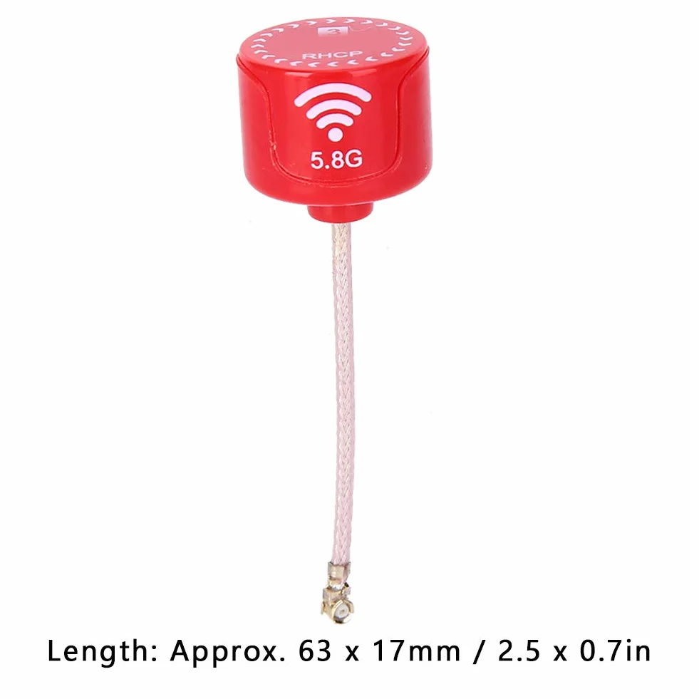 Antena VGEBY 5,8 GHz, 5,8 GHz 3 dBi RHCP o wysokim wzmocnieniu, spolaryzowana kołowo, pasuje do FPV Racing Drone RC Części Akcesoria Czerwony (UFL)
