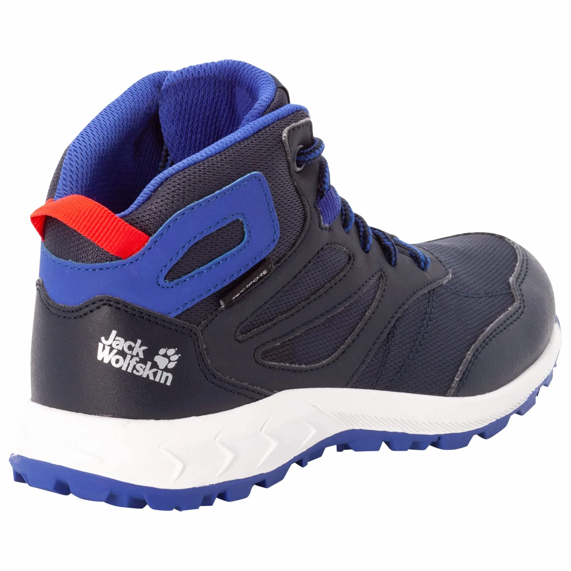 Jack Wolfskin WOODLAND TEXAPORE MID K Buty Trekkingowe Uniseks - dzieci, night Niebieski / Czerwony, 32 EU