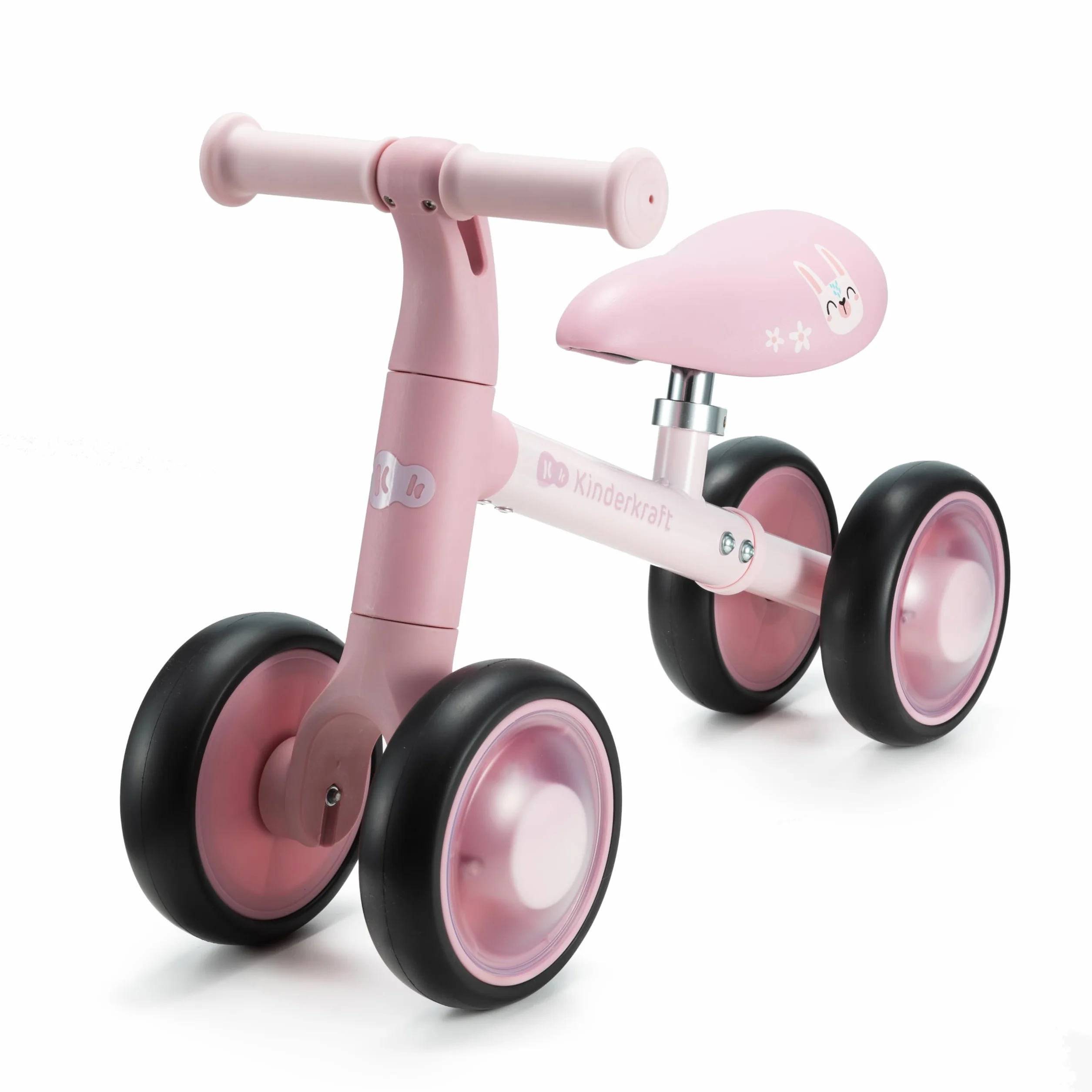 Kinderkraft CUTIE FLASH rower edukacyjny dla dzieci, bez pedałów, koła z diodami LED, nowoczesny design, bezpieczna konstrukcja, dla dzieci od 1 roku życia, różowy