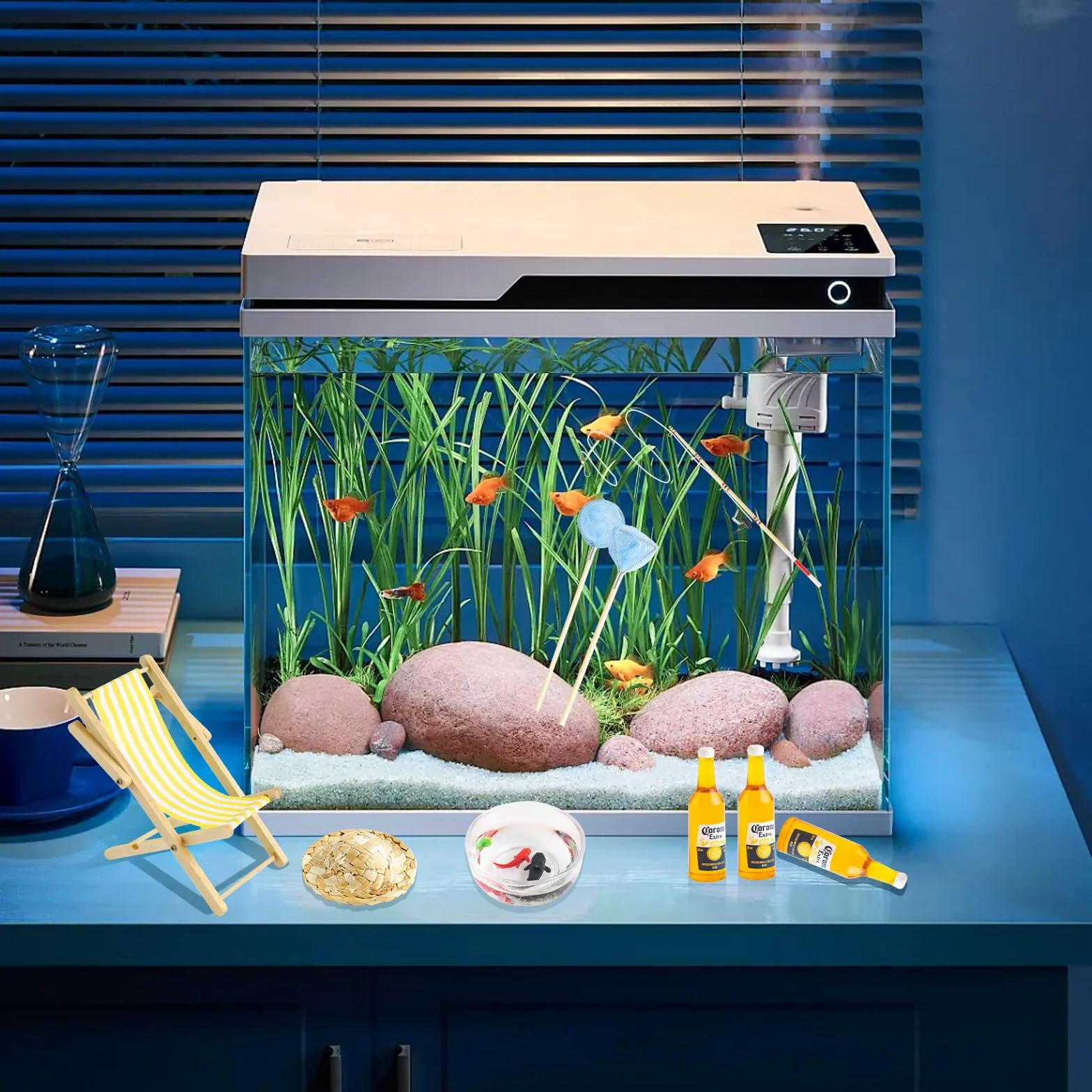 Miniaturowy zestaw wędki 9 sztuk akcesoria do domku dla lalek