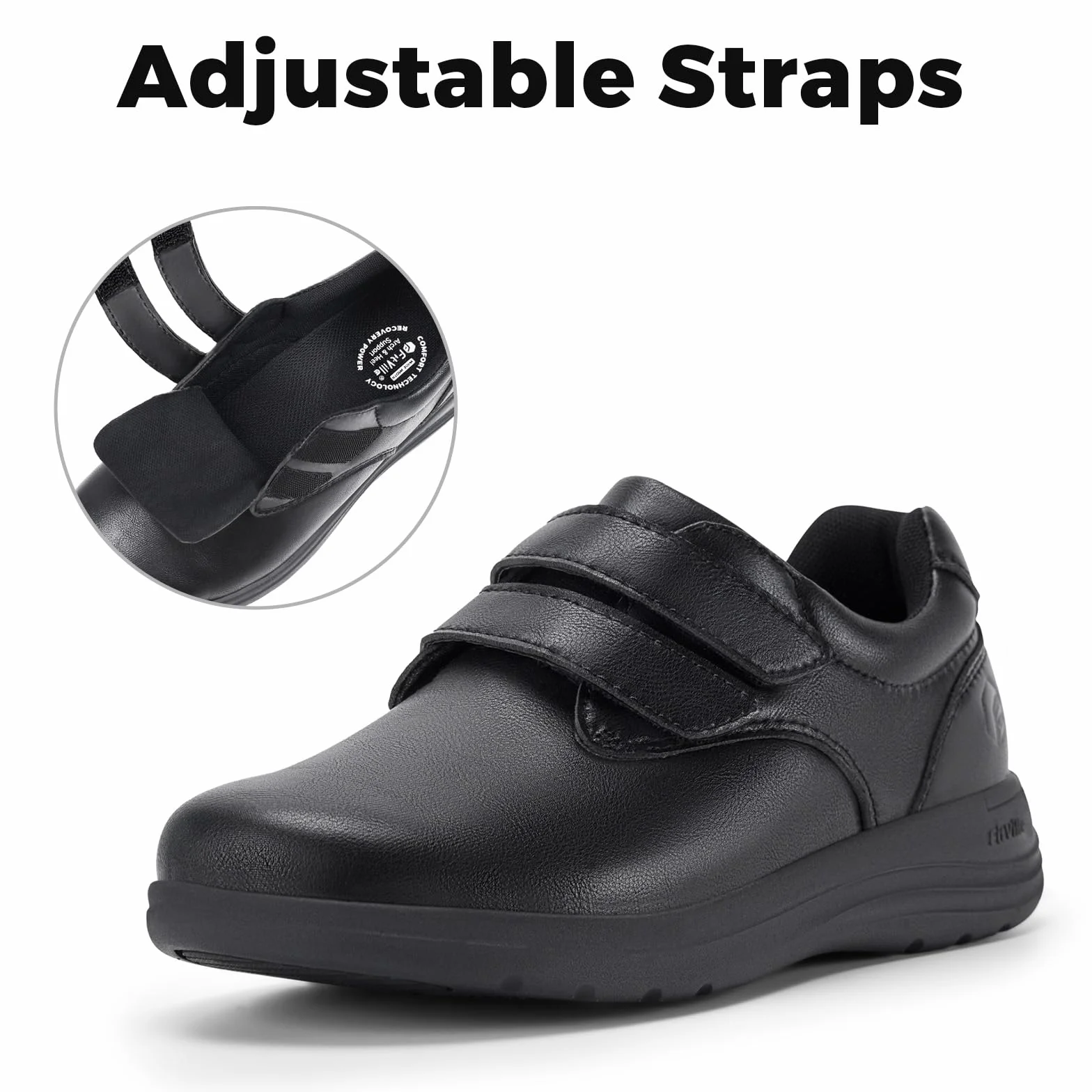 FitVille Diabetic Shoes Damskie bardzo szerokie skórzane kapcie ortopedyczne z regulacją na rzepy Wygodne eleganckie buty do chodzenia dla opuchniętych stóp