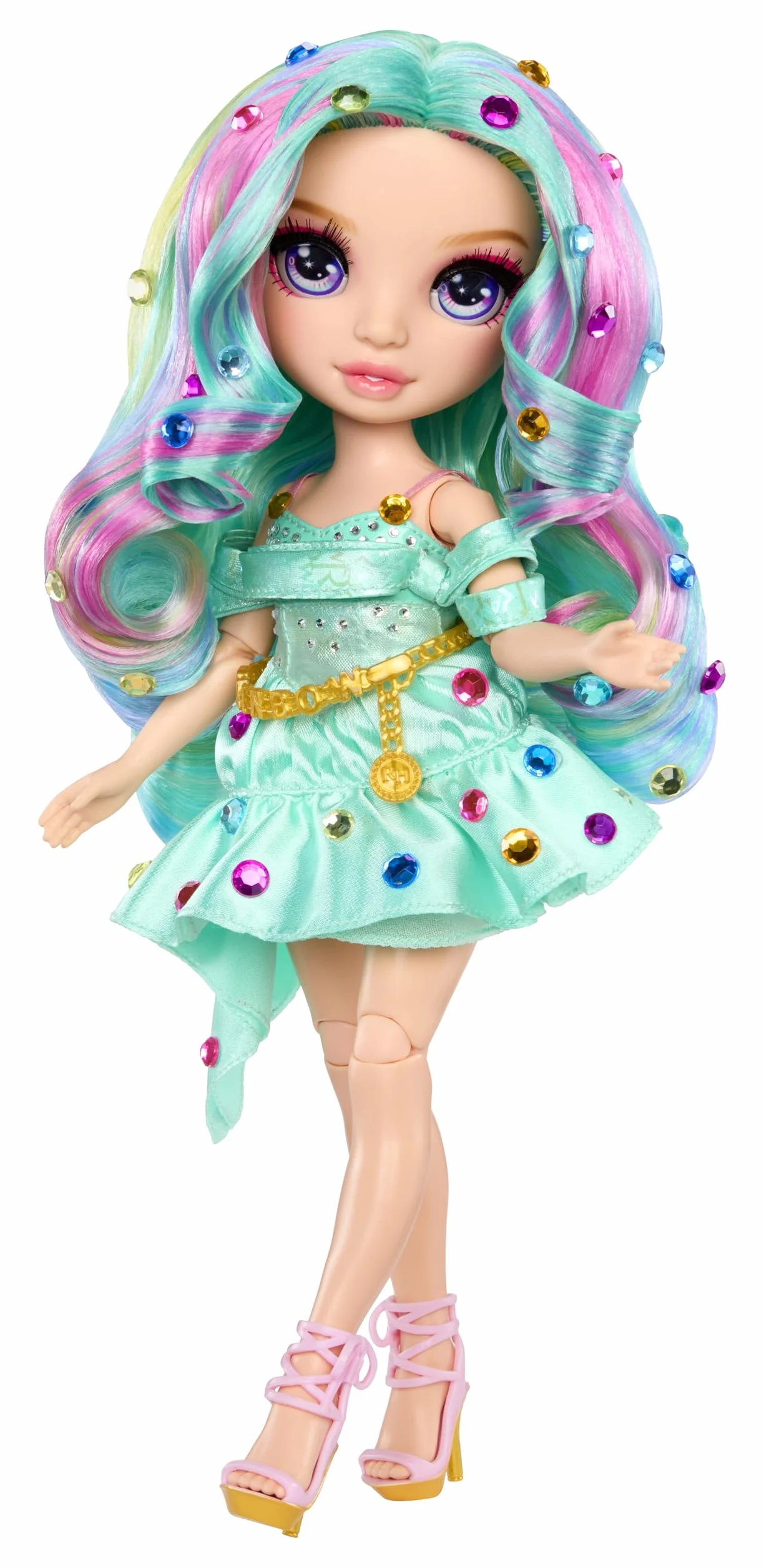 Rainbow High Be Dazzling - Celine Turquoise - 28 cm Turkusowa Modna Lalka z Narzędziem do Ozdabiania, Błyszczącymi Kryształkami i Akcesoriami do Stylizacji