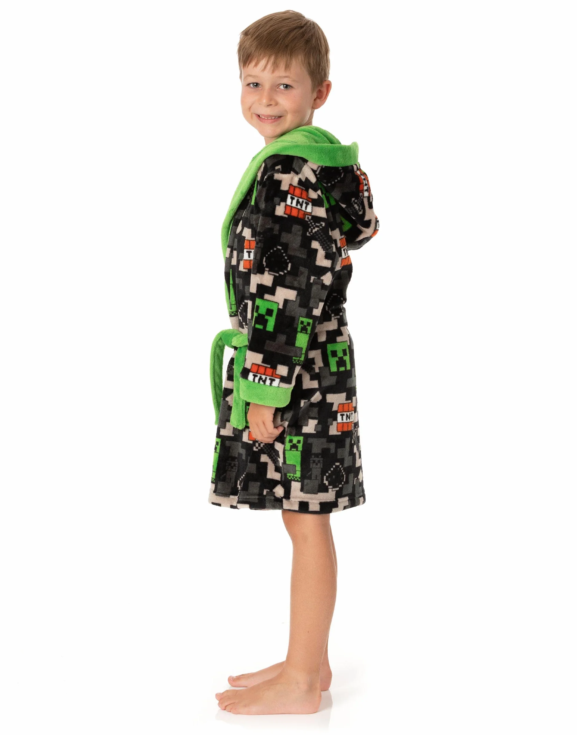 Minecraft Sukienka dla dzieci, dziewczynek, chłopców, Creeper TNT Game PJS, szlafrok kąpielowy