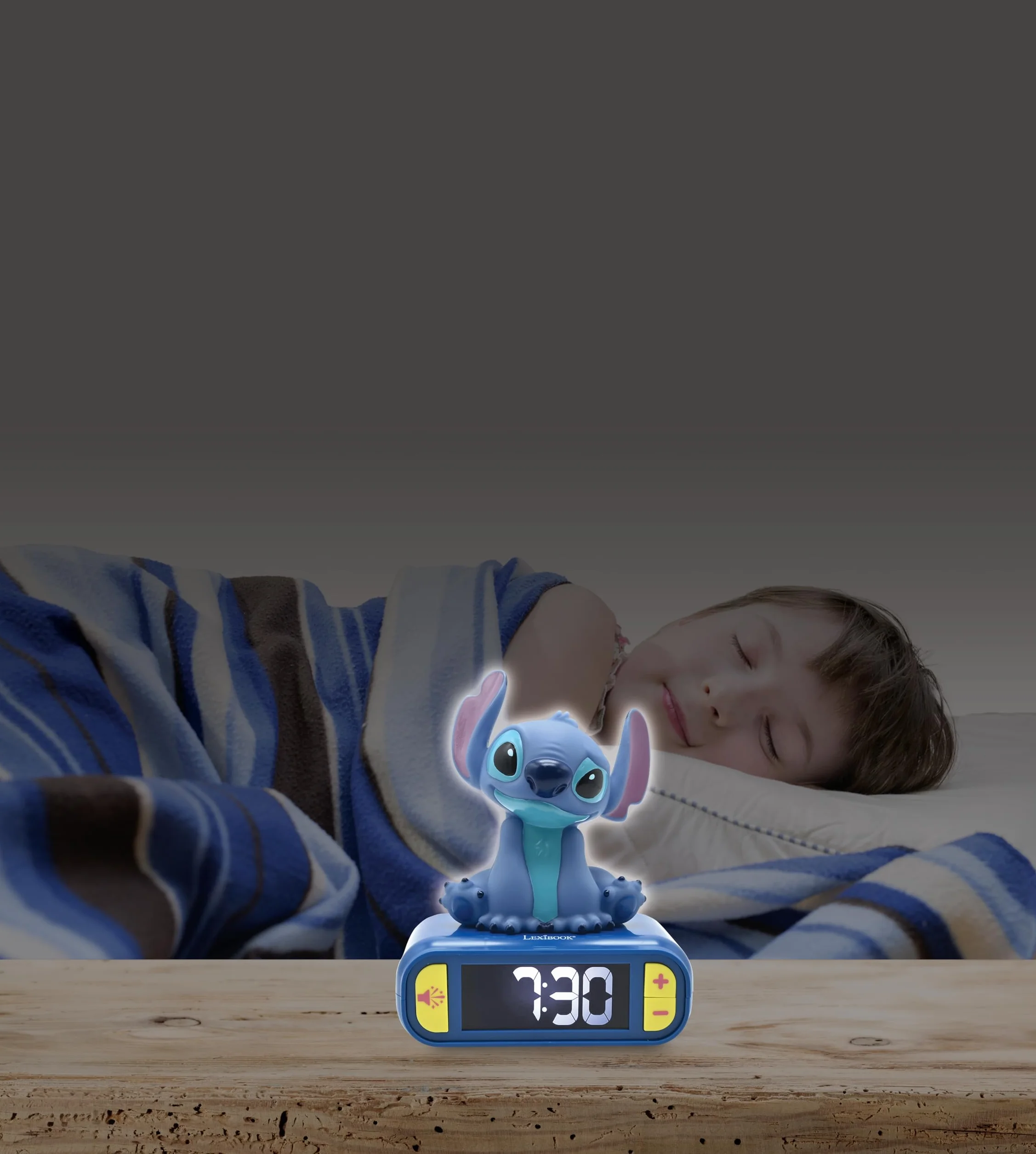 Lexibook, Disney Stitch, Budzik Nocny Stitch, Świecąca Postać, Wybór 6 Alarmów, 6 Efektów Dźwiękowych, Podświetlany Wyświetlacz LCD, Drzemka, Niebieski, RL800D