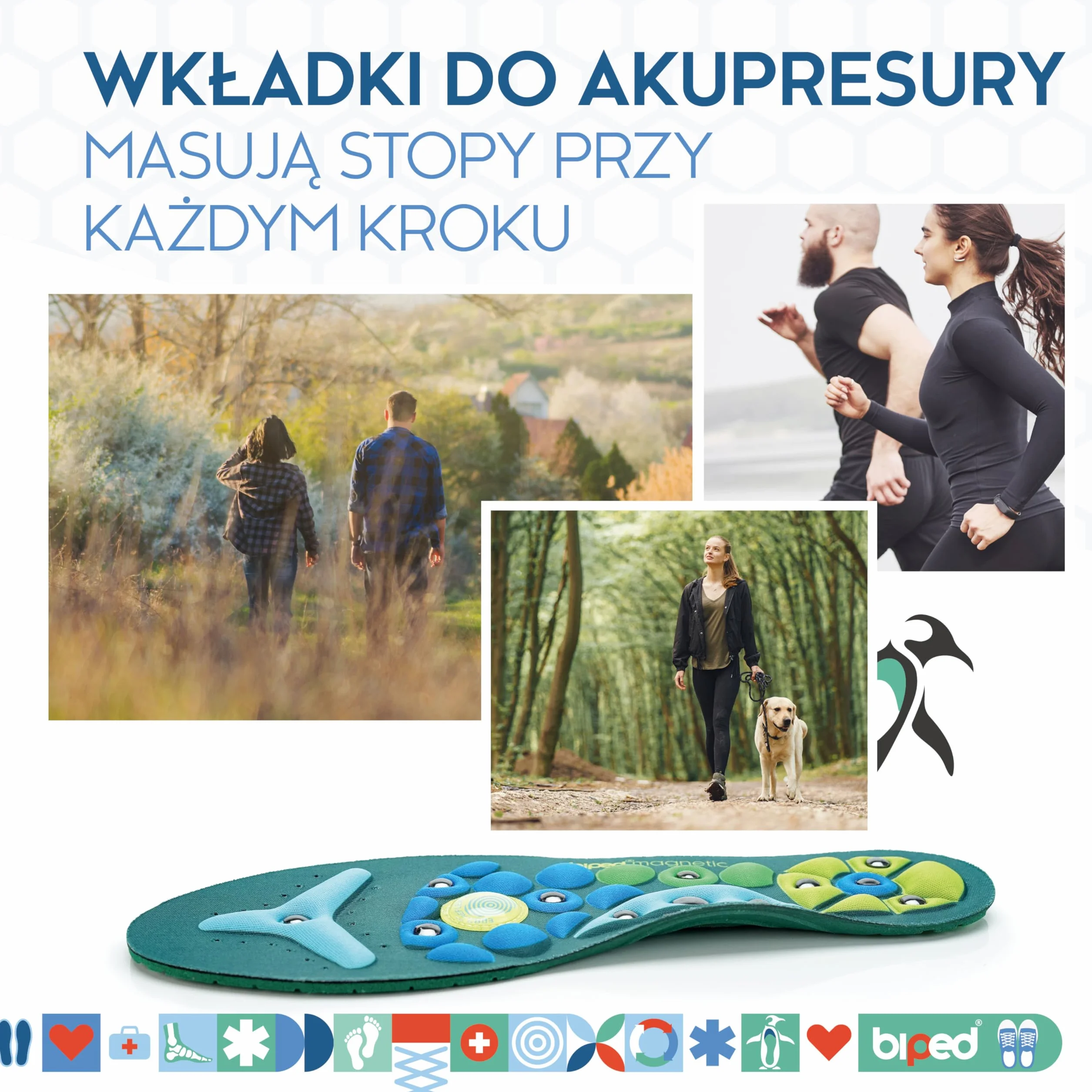 biped oryginalne magnetyczne wkładki akupresurowe dla mężczyzn i kobiet - również na zapalenie powięzi podeszwowej, płaskostopie i do masażu stóp z2930(S = 36-39)