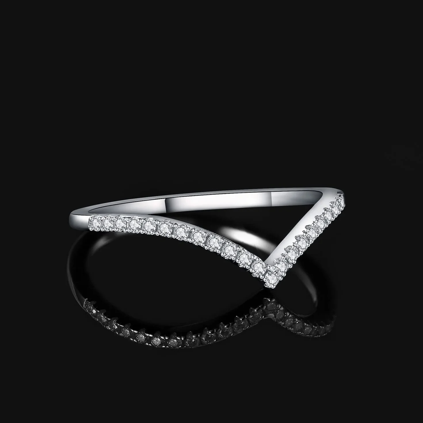 JewelryPalace Biżuteria w kształcie litery V Okrągły pierścionek z cyrkoniami dla kobiet, obrączki srebrne 925, pierścionek do łączenia obrączka wąskie różowe złoto