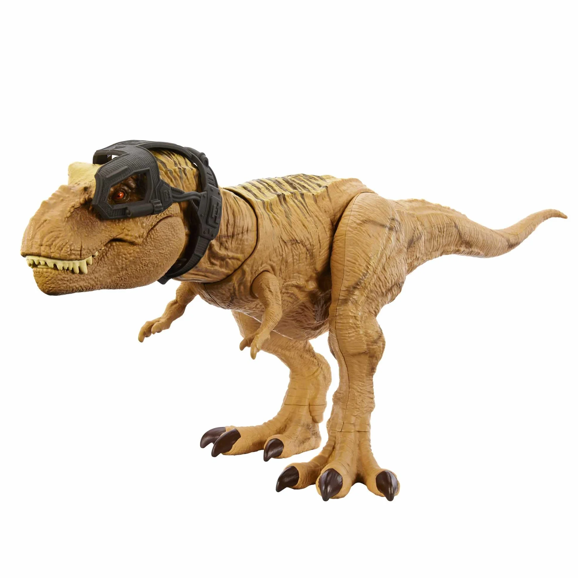 Mattel Jurassic World T-Rex Polowanie i atak Figurka dinozaura z dźwiękami, funkcją polowania i ataku oraz sprzętem tropiącym, dodatkowo zabawa wirtualna. HNT62