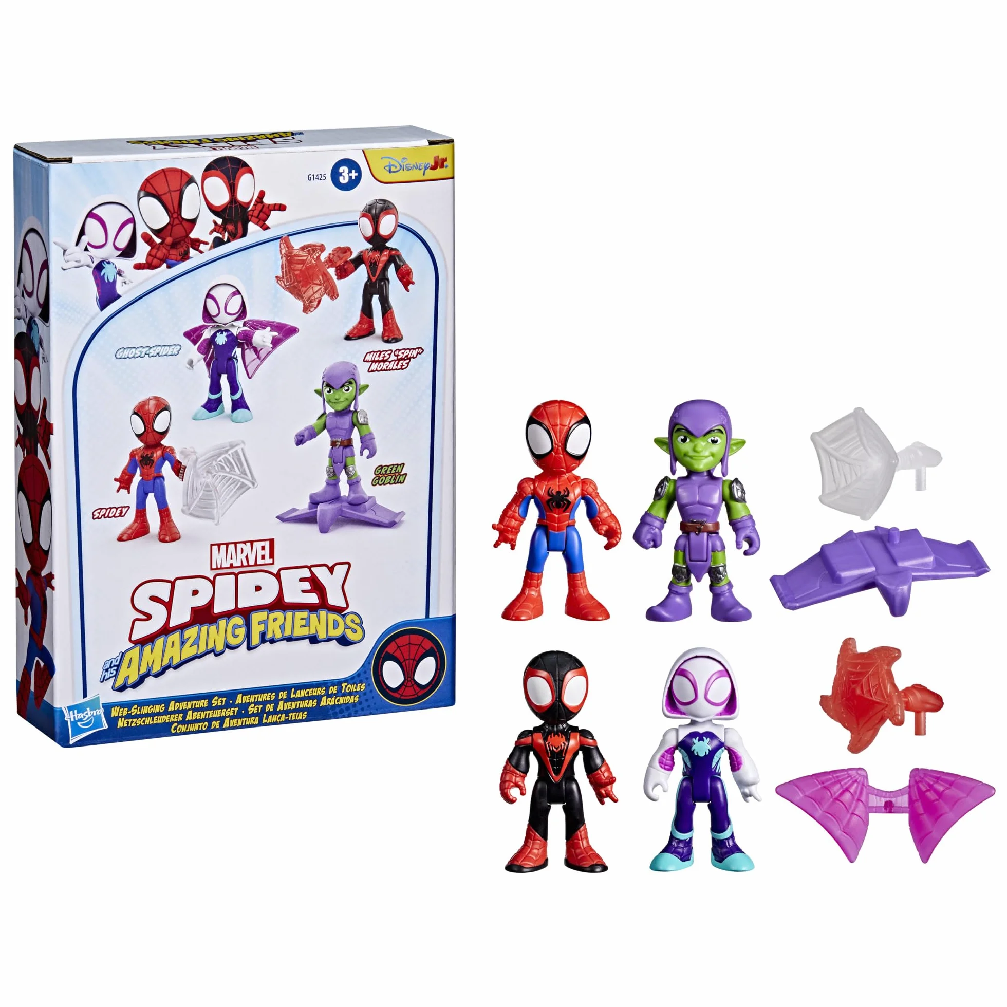 Zestaw Przygody z pajęczymi sieciami z serialu "Spidey i super-kumple" Marvela, figurki ze świata Spider-Mana