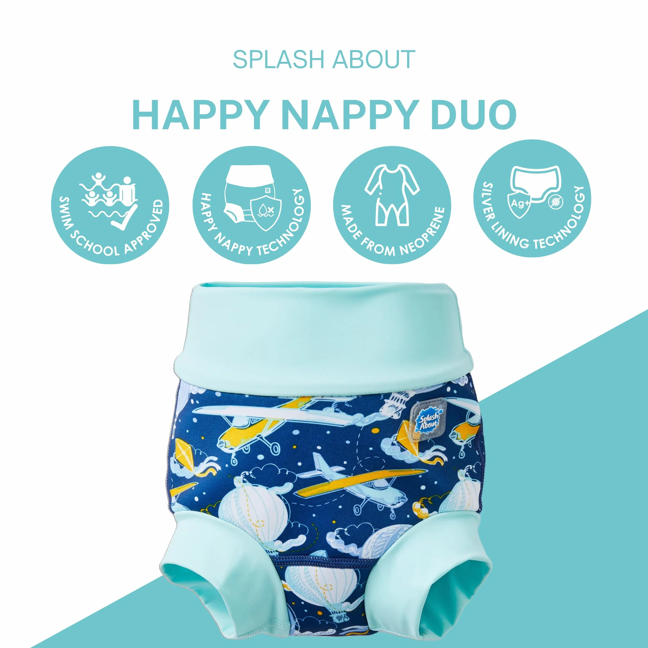 Splash About Happy Nappy Duo Wiederverwendbare Schwimmwindel, Up in the Air, 2-3 lata