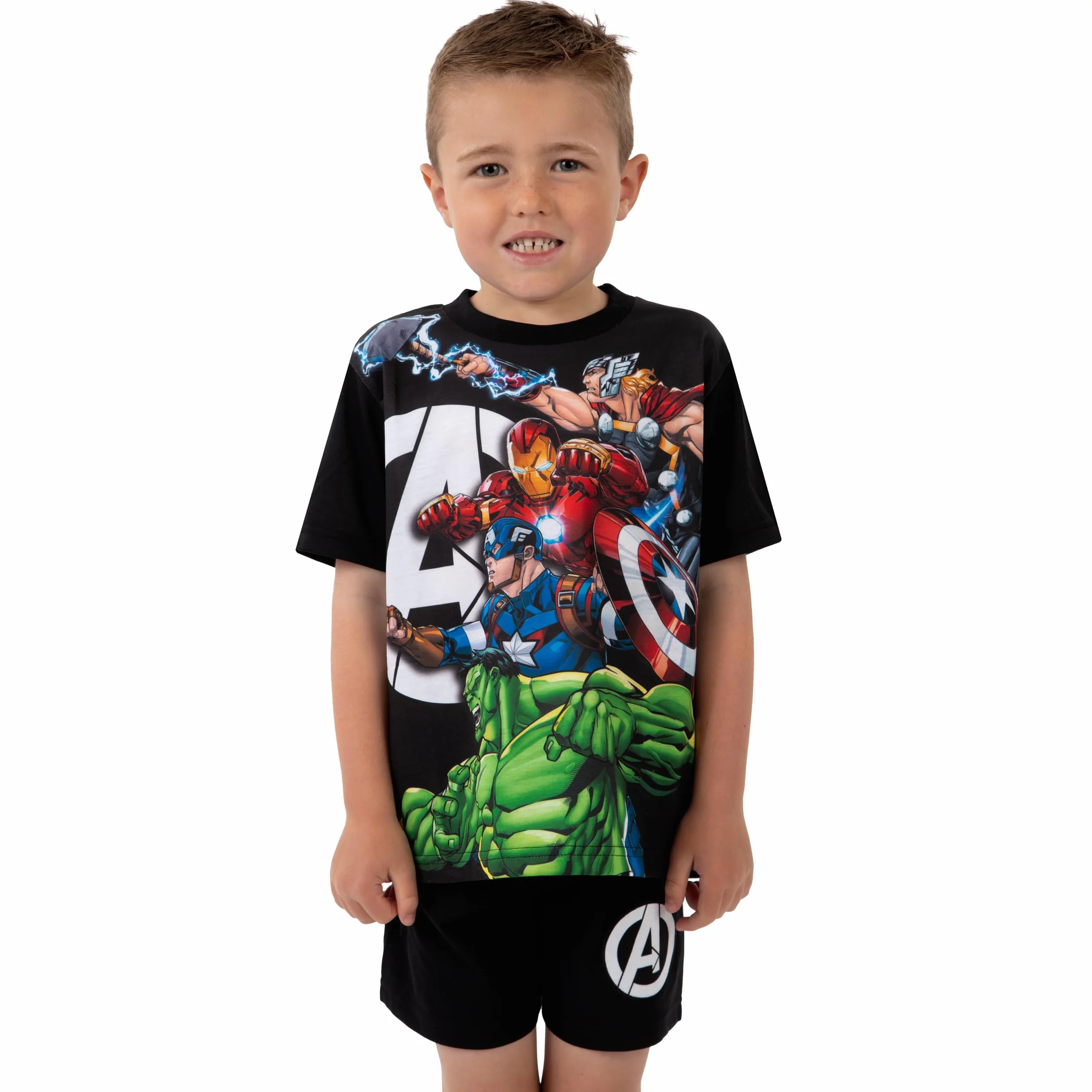Marvel Piżama Avengers, Letnia Piżama Chłopięca Z Thorem, Kapitanem Ameryką, Hulkiem I Iron Manem, Krótki Komplet Do Spania Dla Dzieci