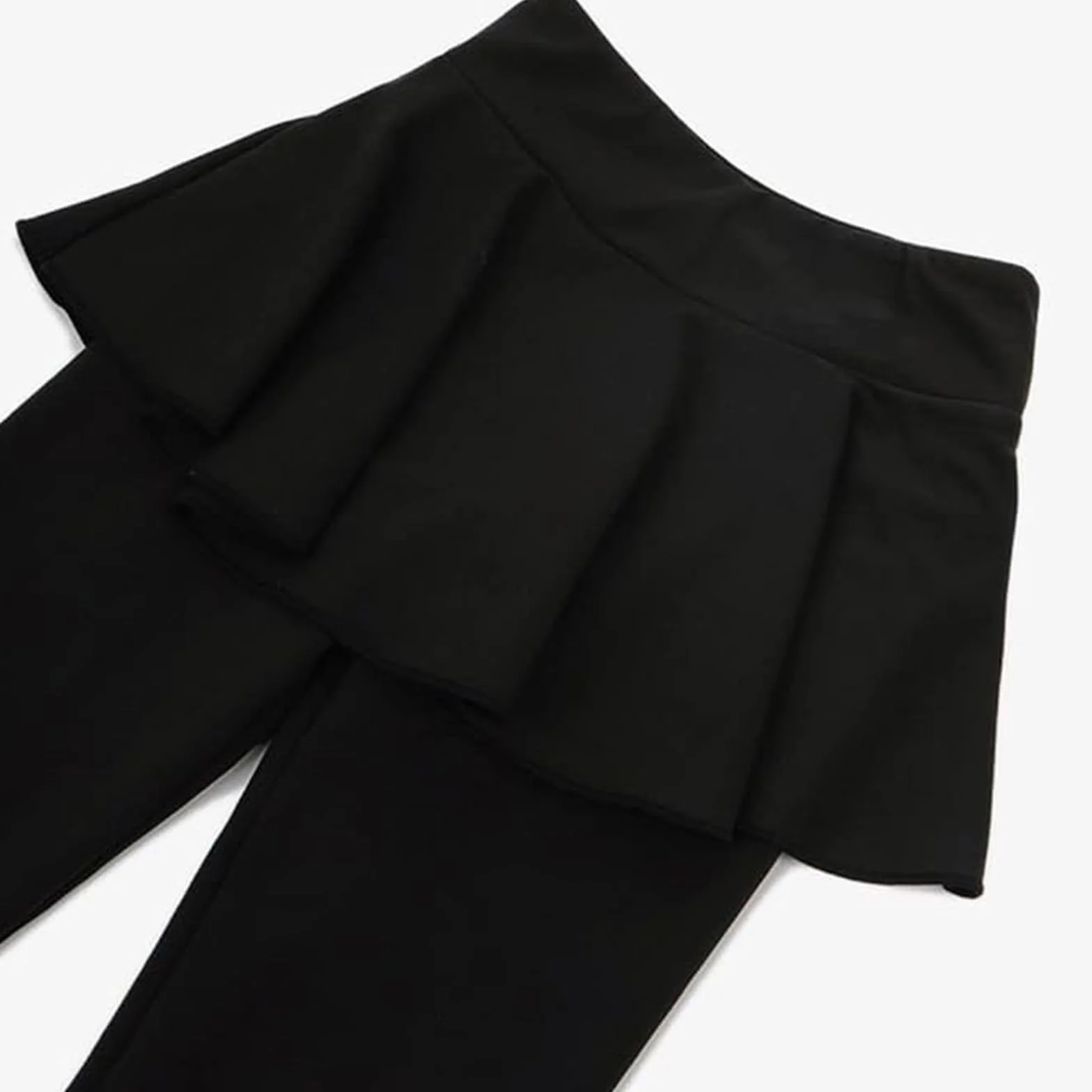 LIUHUO Spodnie treningowe do łyżwiarstwa figurowego dziewczęce Hakama Show Competition jednokolorowe czarne